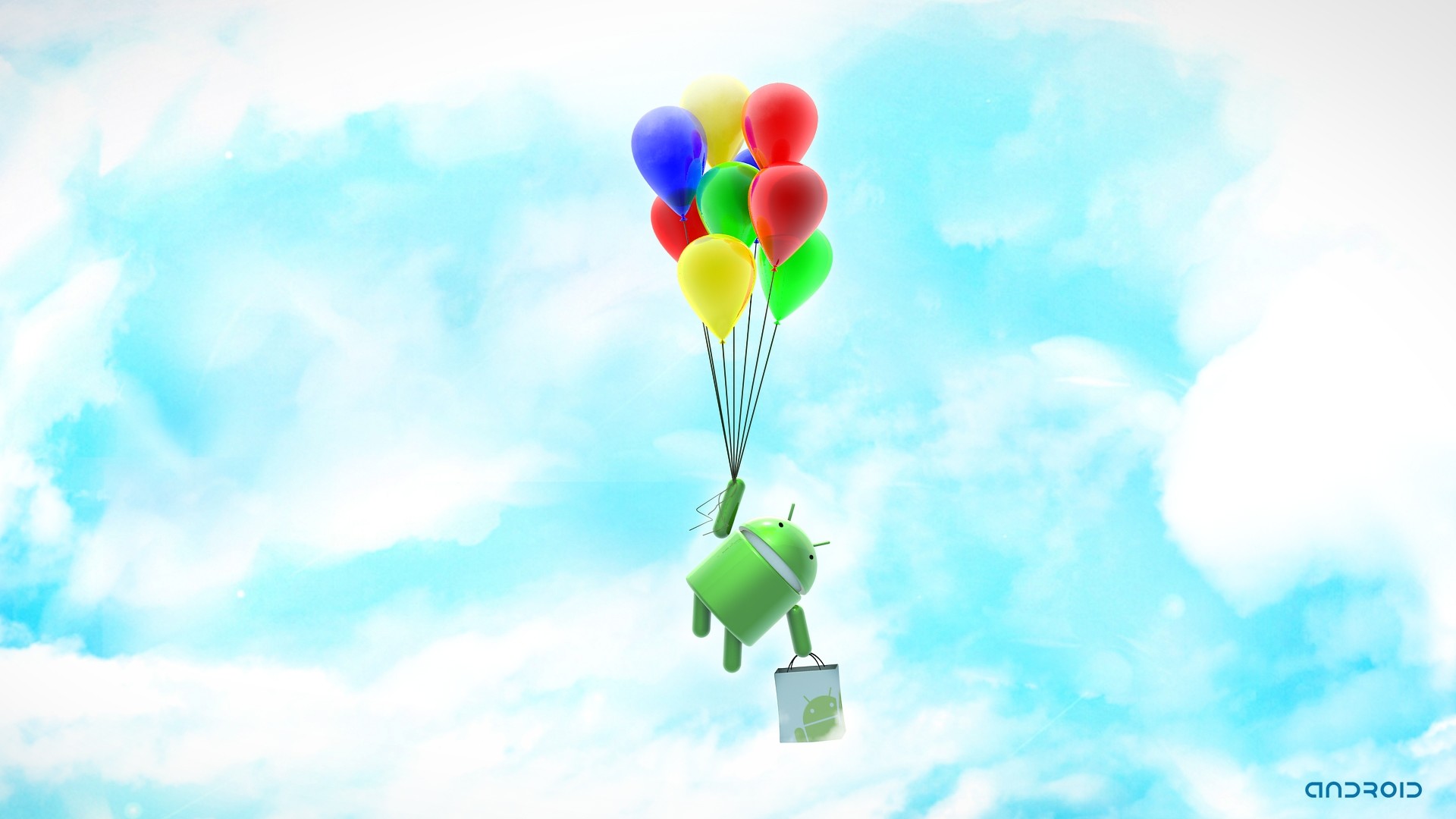1920x1080 android system robot clouds