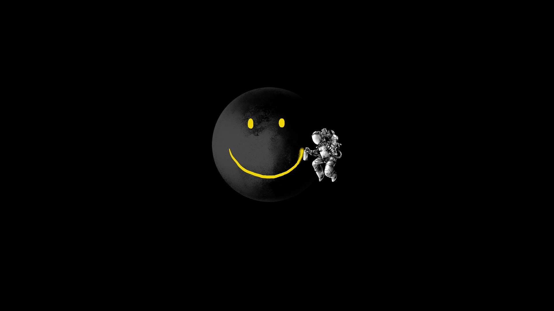1920x1080 Funny Moon Smiley Space