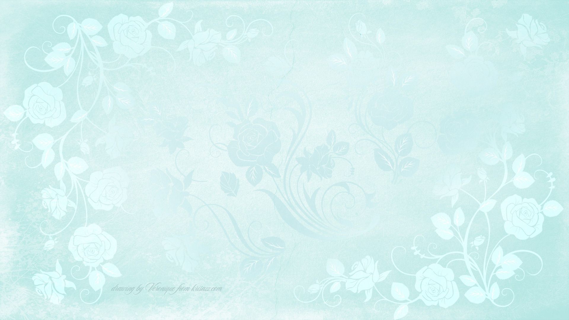 1920x1080 Wallpaper vintage shabby chick roses in turquoise