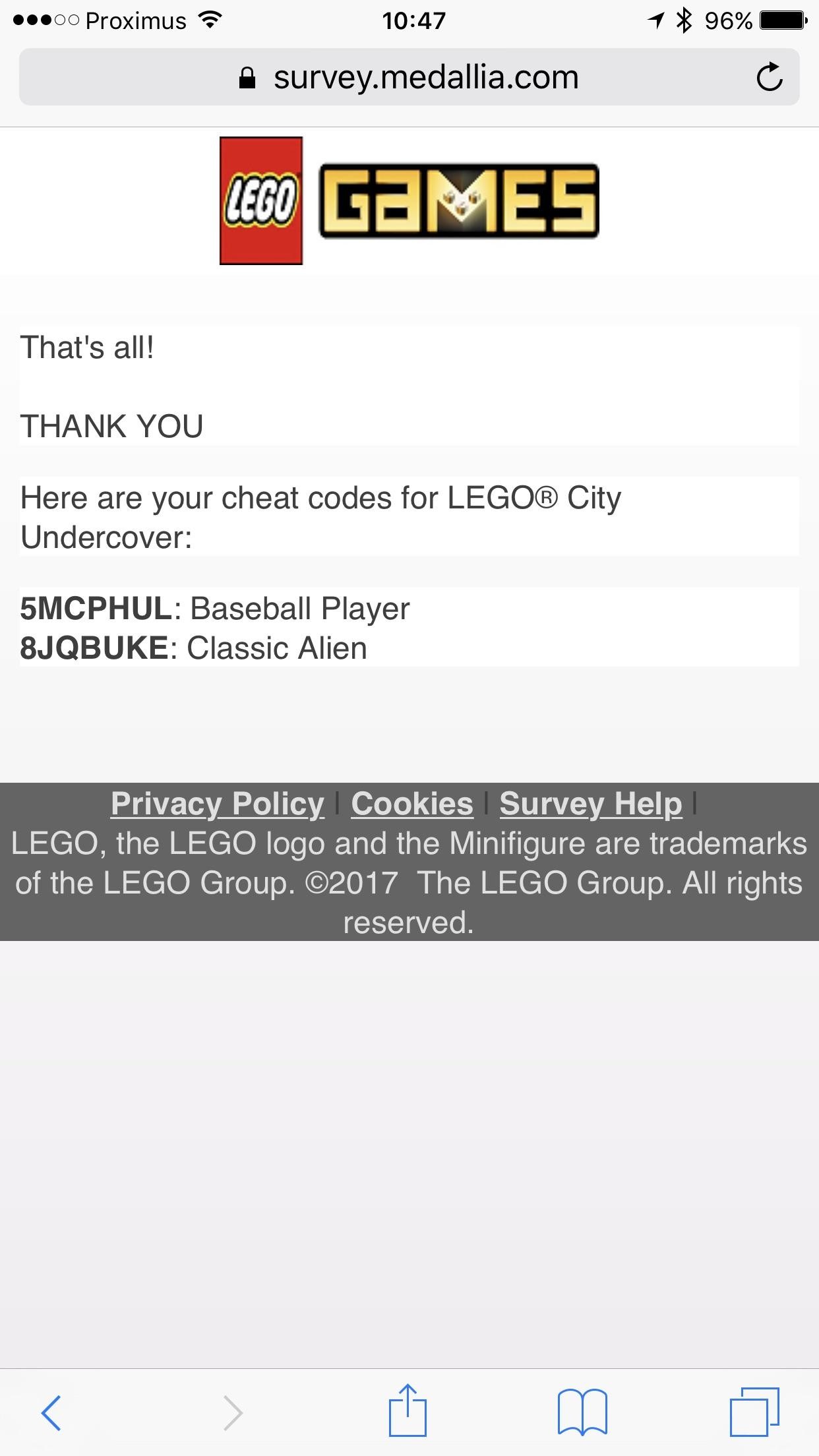 1242x2208 Game TipCompleting the Lego City Undercover Survey gives you two cheat codes  ...