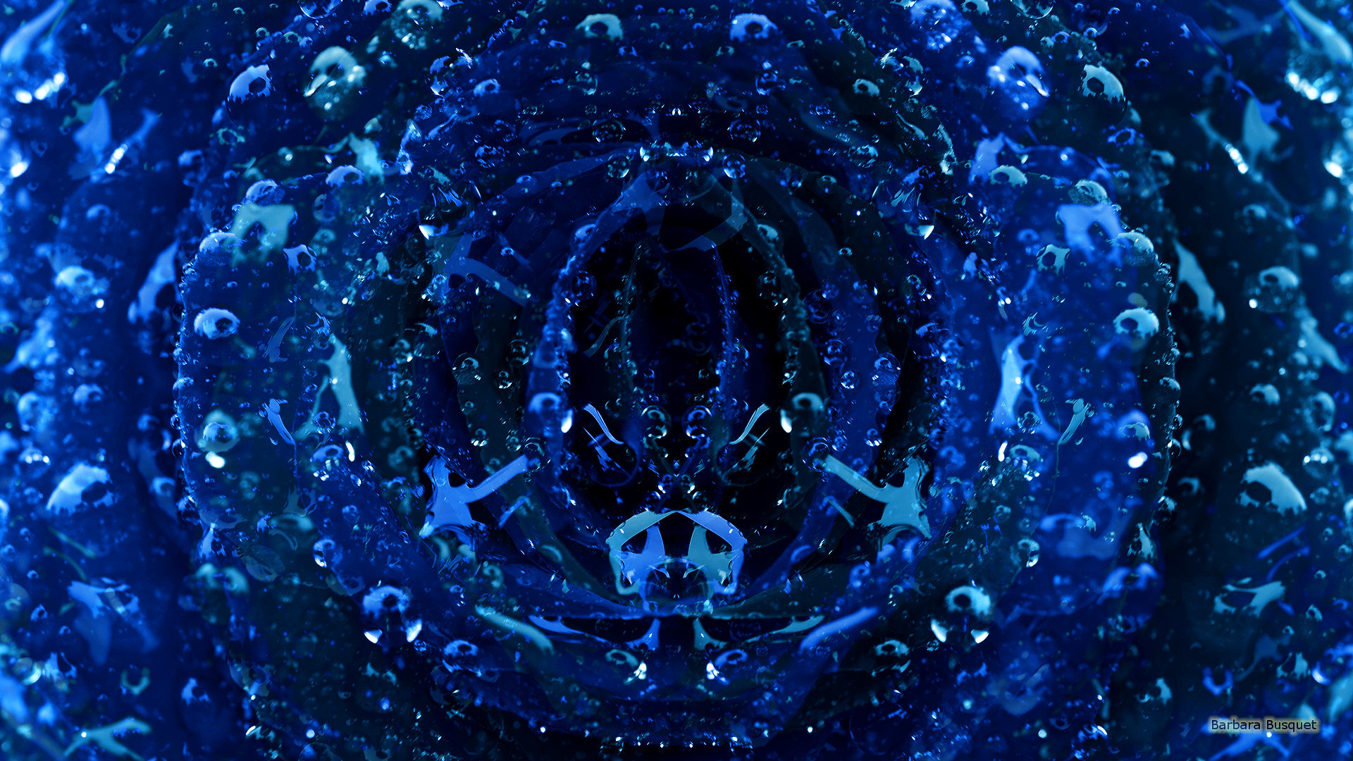 1920x1080 Dark blue abstract wallpaper with water drops.