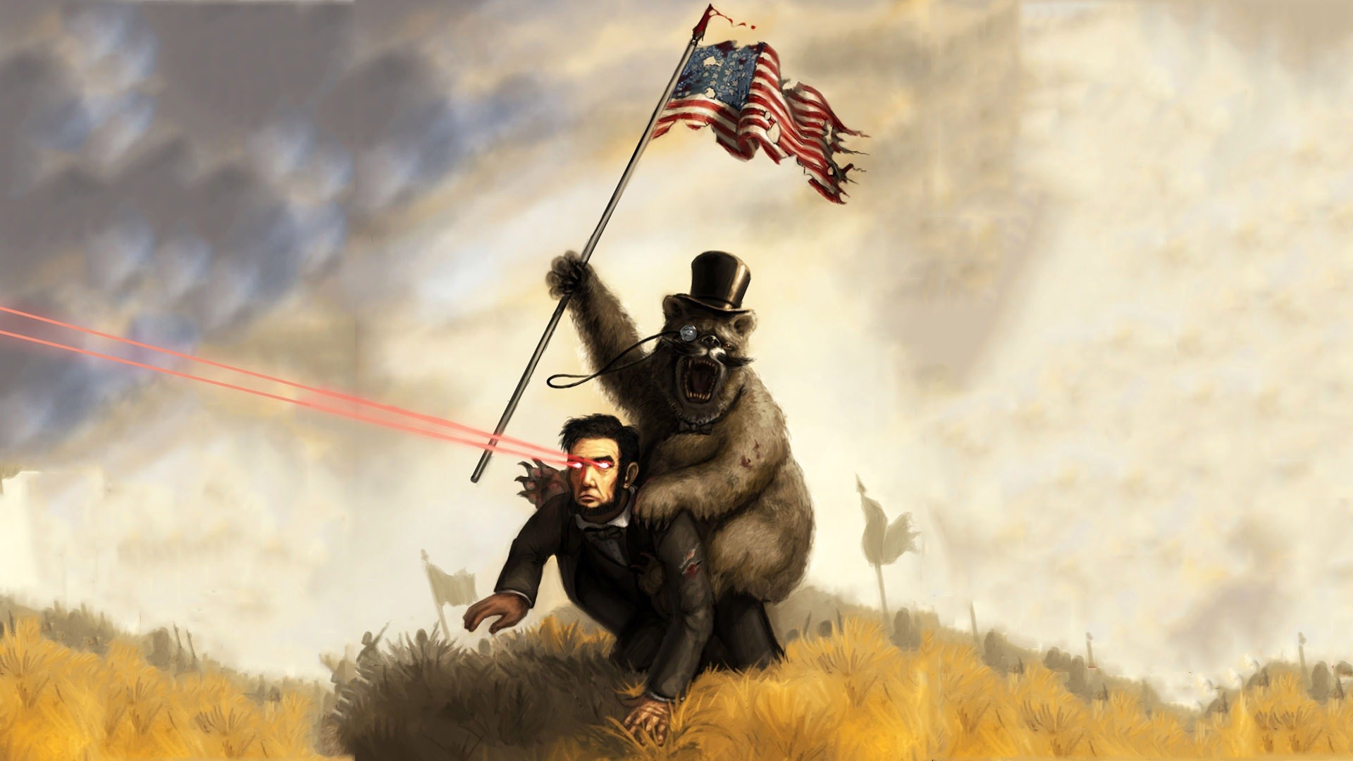 1920x1080 Abraham Lincoln being rode by the infamous anti-slavery bear