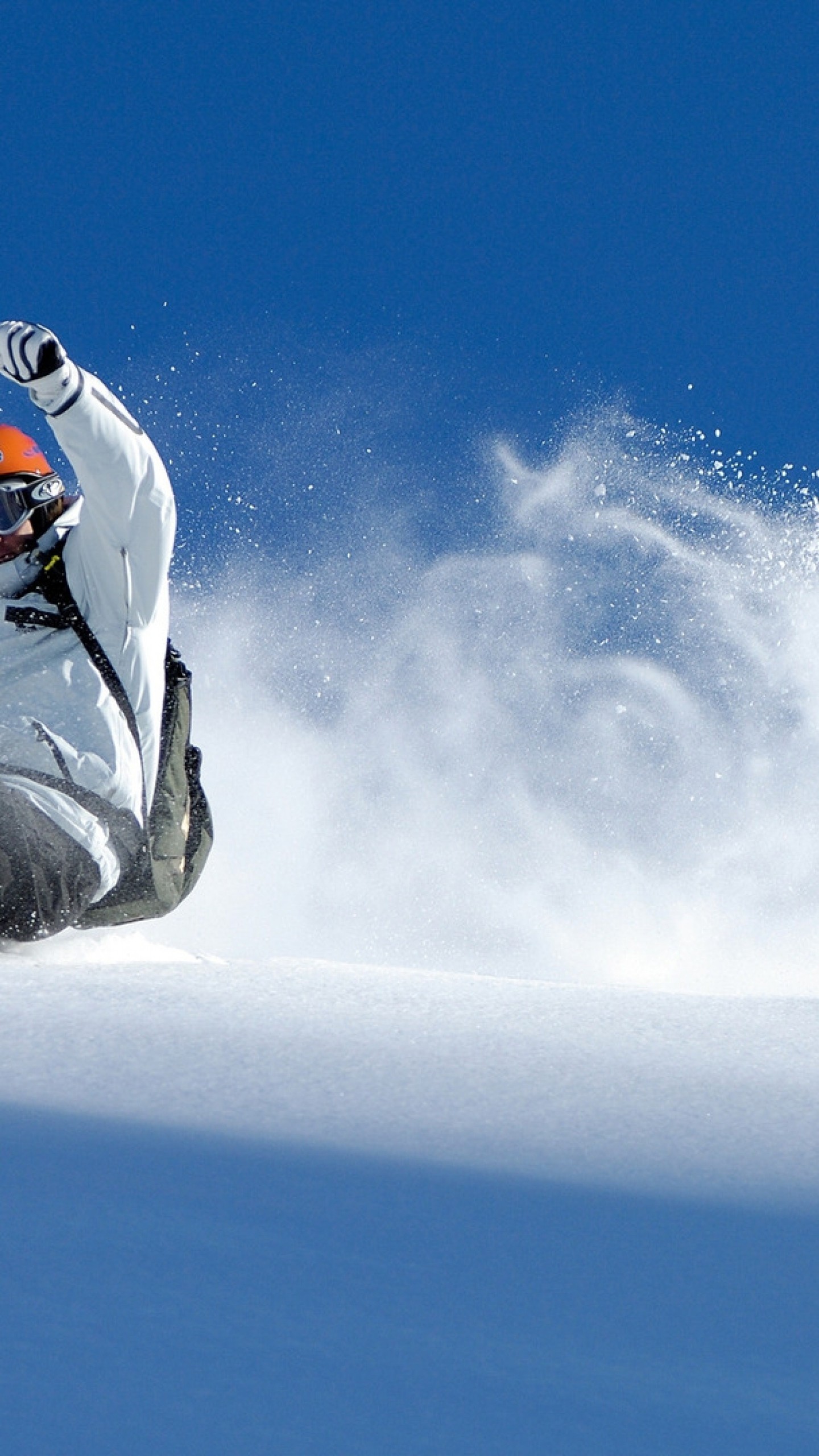 1440x2560 Preview wallpaper snowboard, descent, extreme, snow, balance 