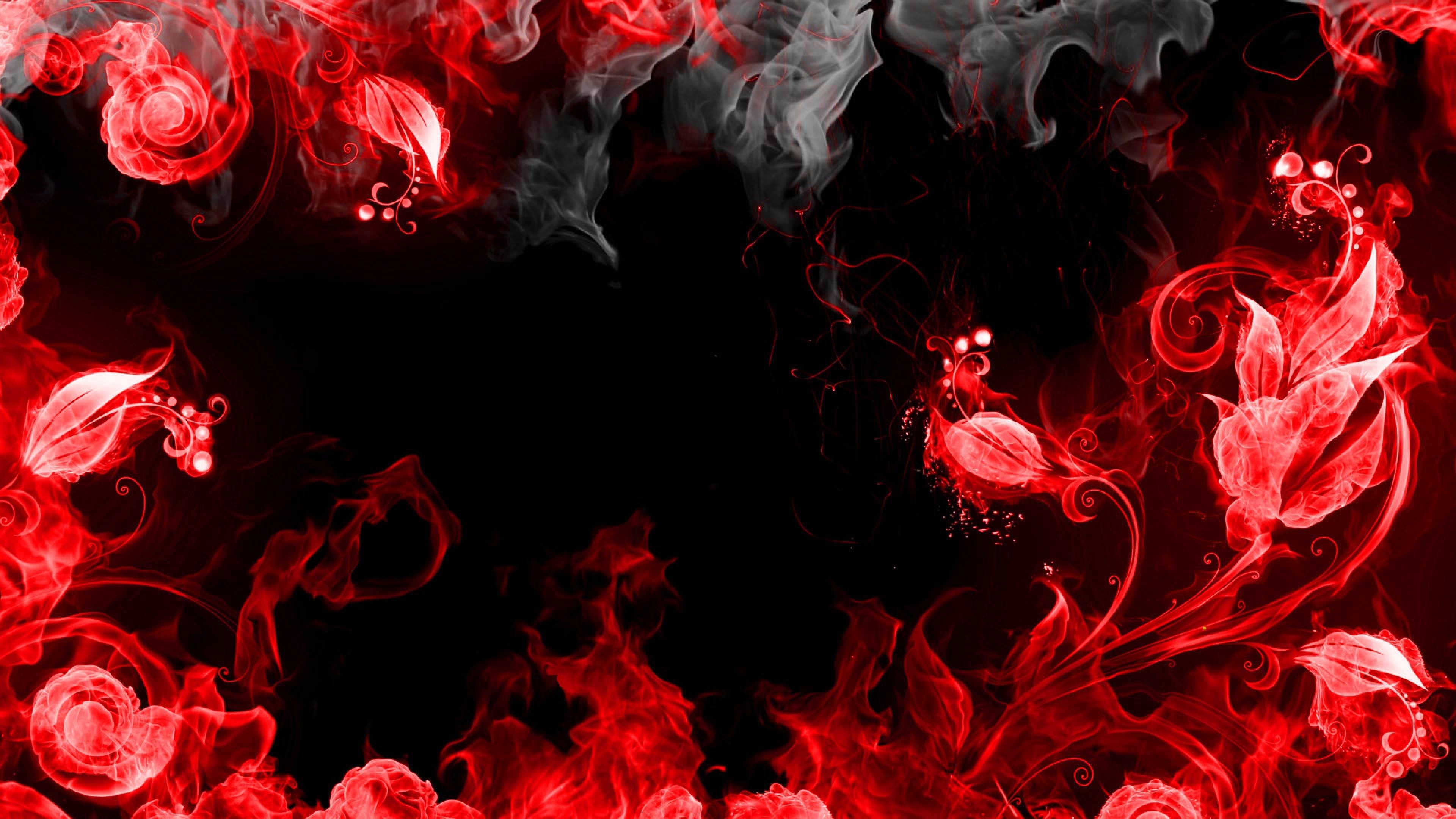 3840x2160  Wallpaper abstraction, red, smoke, black