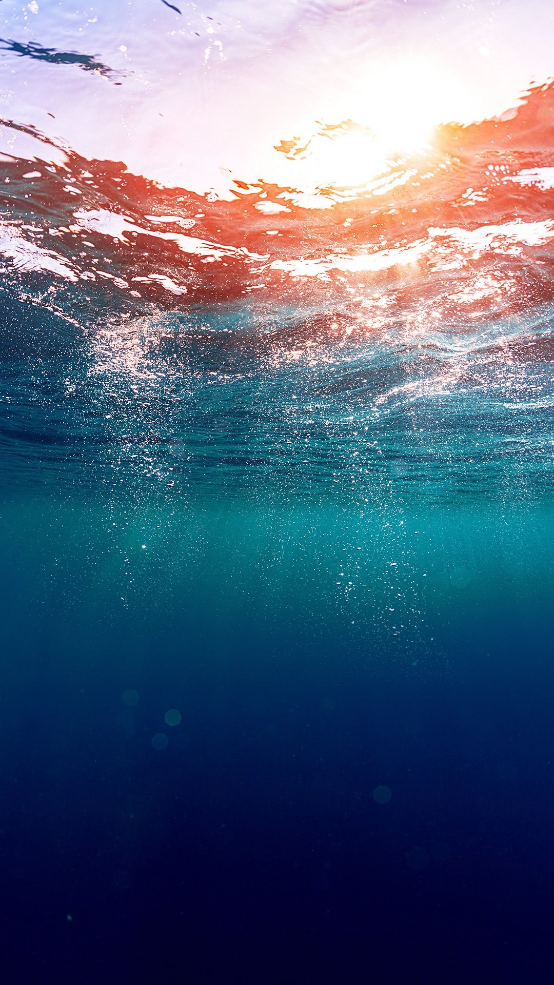 1080x1920 Dreamy Underwater Bubbles Sun Light iPhone 6+ HD Wallpaper