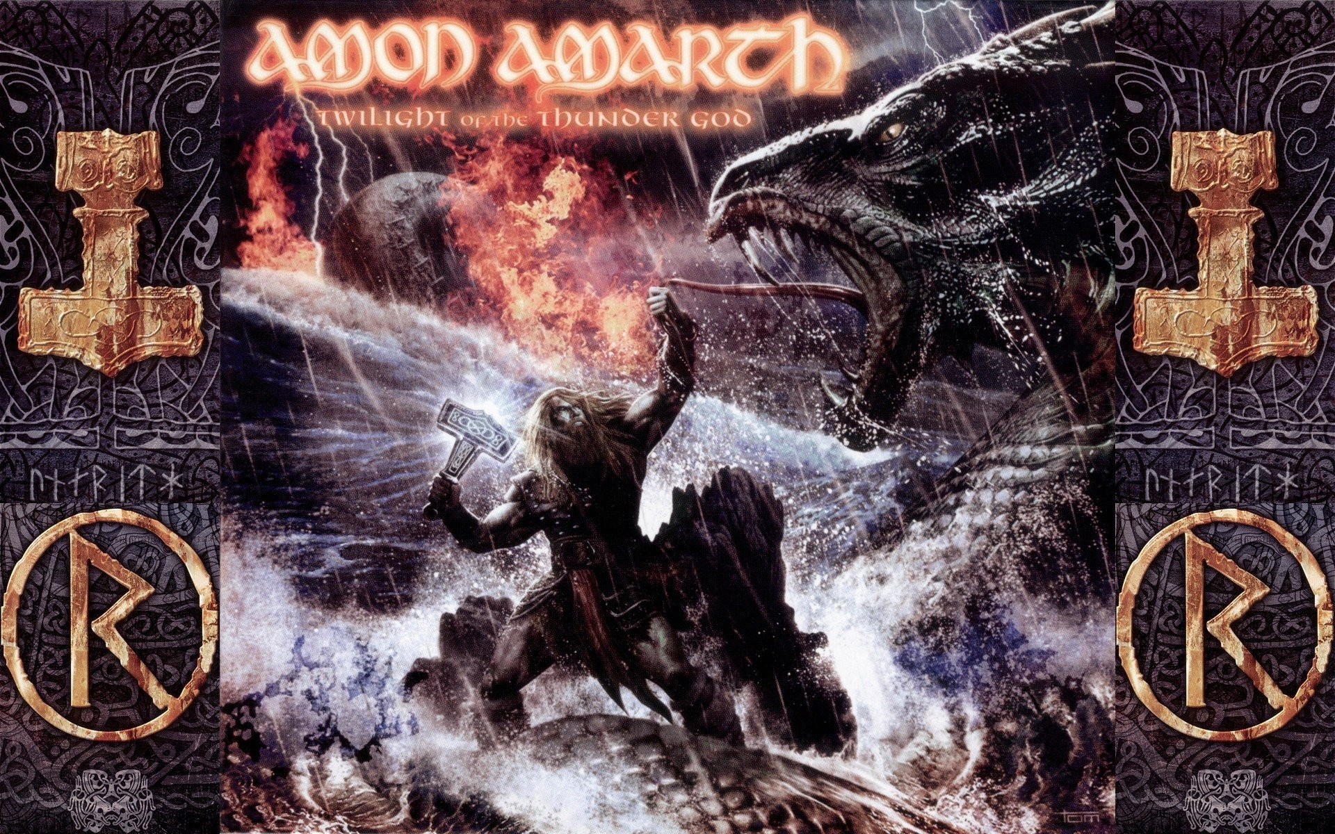 1920x1200 Music Metal Amon Amarth Vikings Heavy Fire Dragons Thor Hammer
