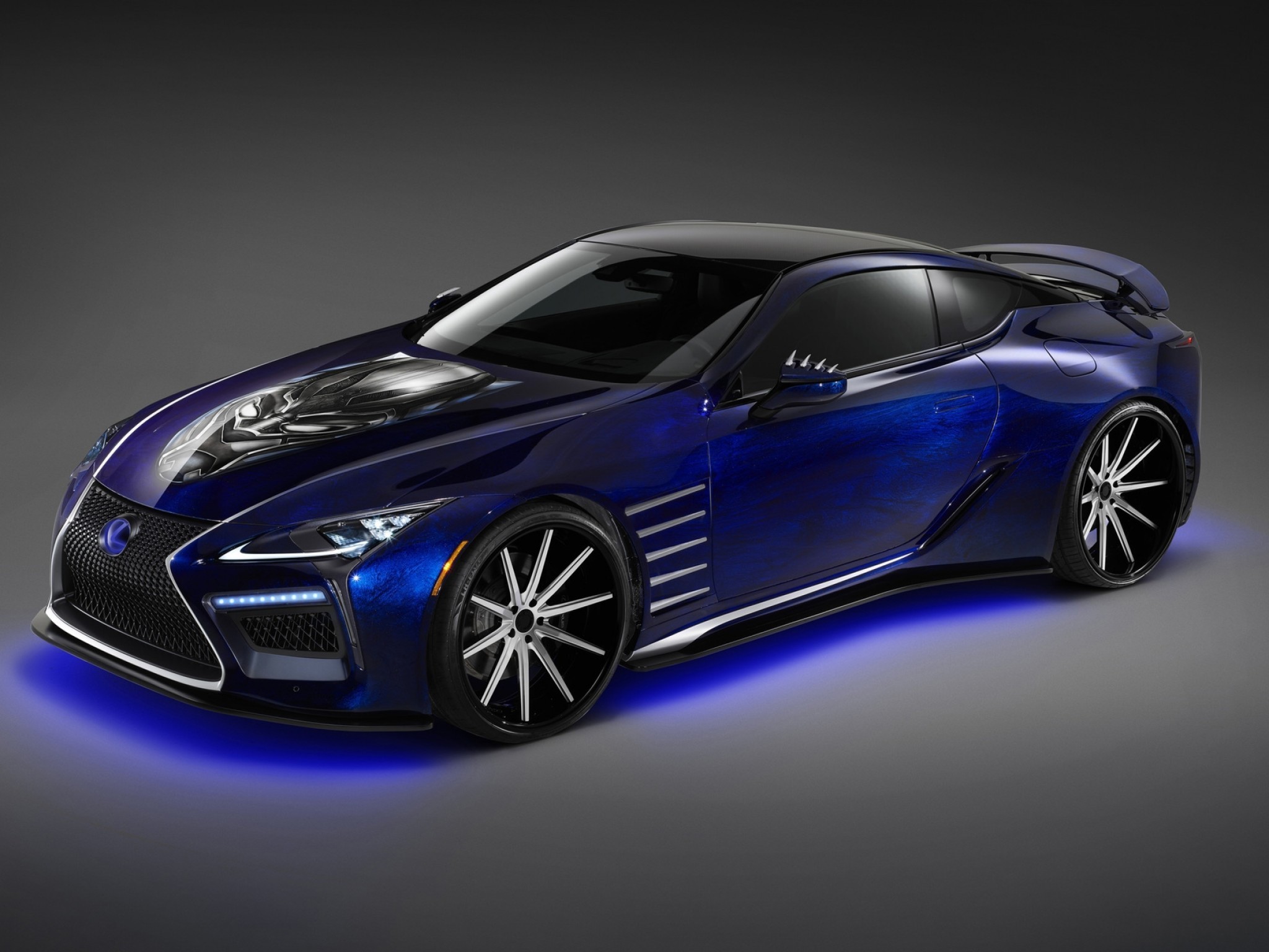 2048x1536 Lexus Lc Black Panther, Neon, Blue, Supercar, Cars