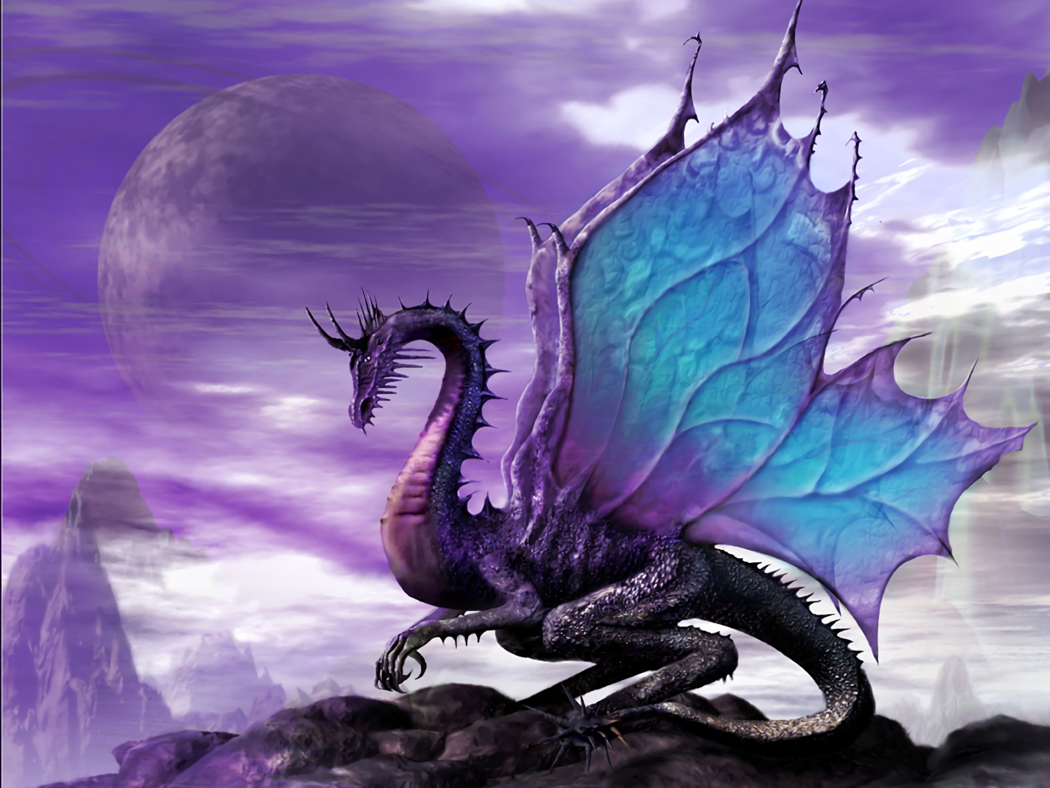 2048x1536 Fantasy - Drachen Fantasy Lila Wallpaper