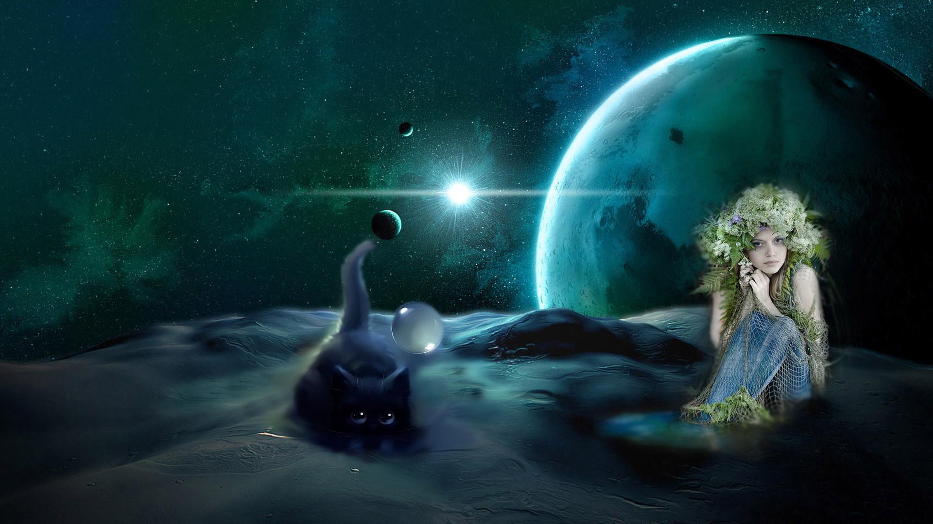 1920x1080 Fantasy fairy gothic dark cats dream sci fi space plantes stars nebula  wallpaper |  | 28951 | WallpaperUP