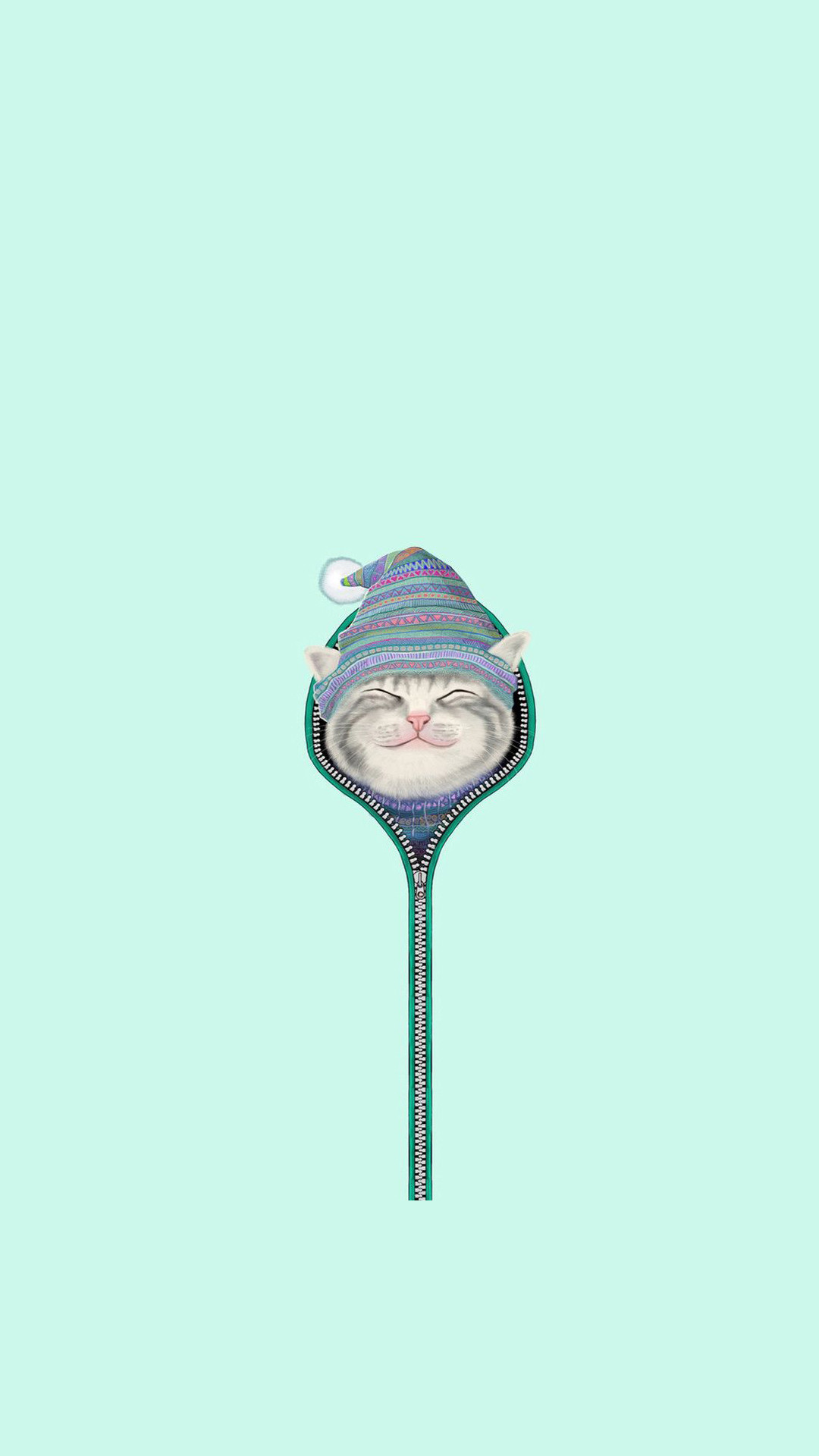 1080x1920 Cute Smiling Cat Zipper Hat Android Wallpaper