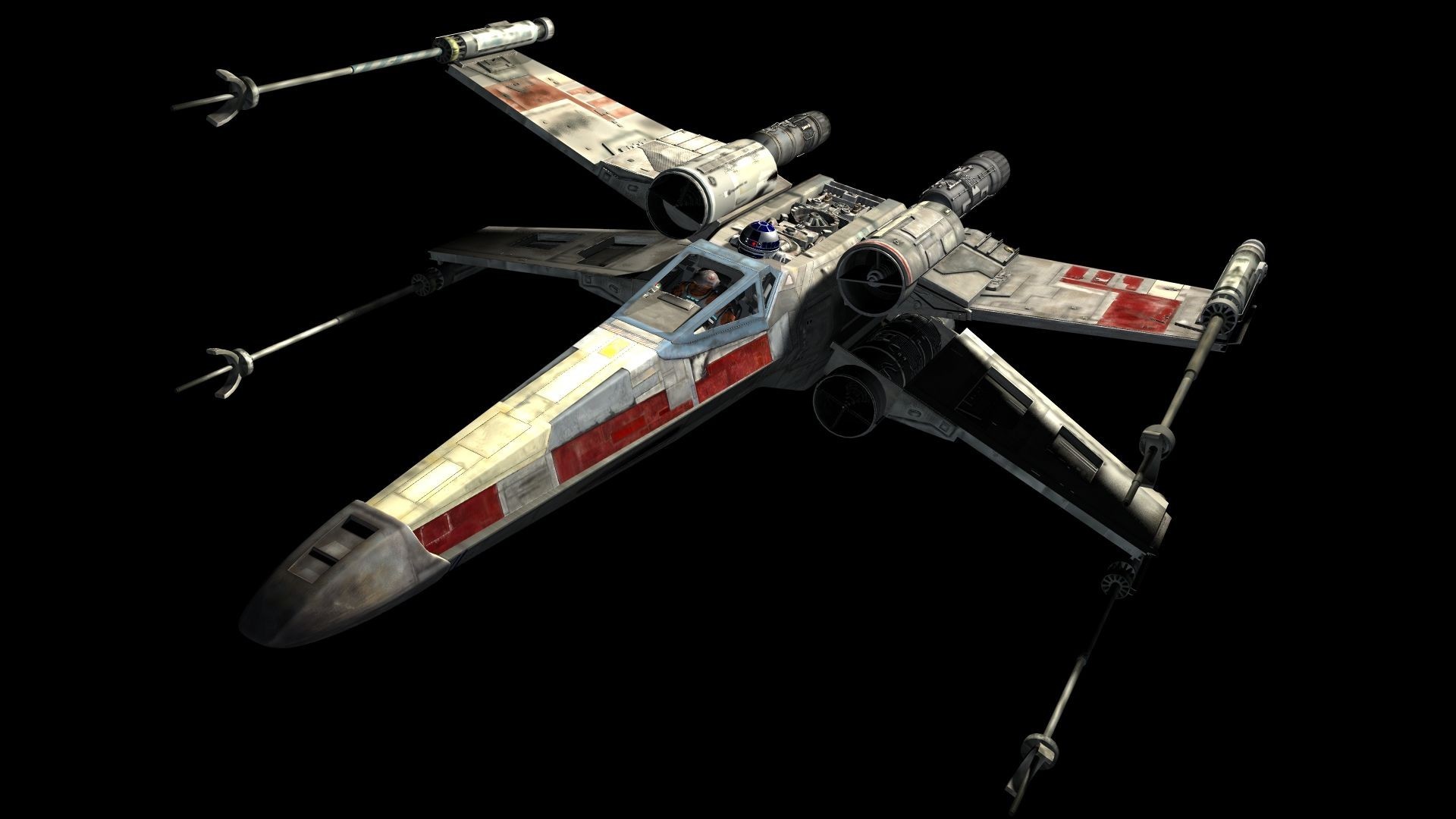 1920x1080 General  Star Wars X-wing science fiction R2-D2 space movies black  background