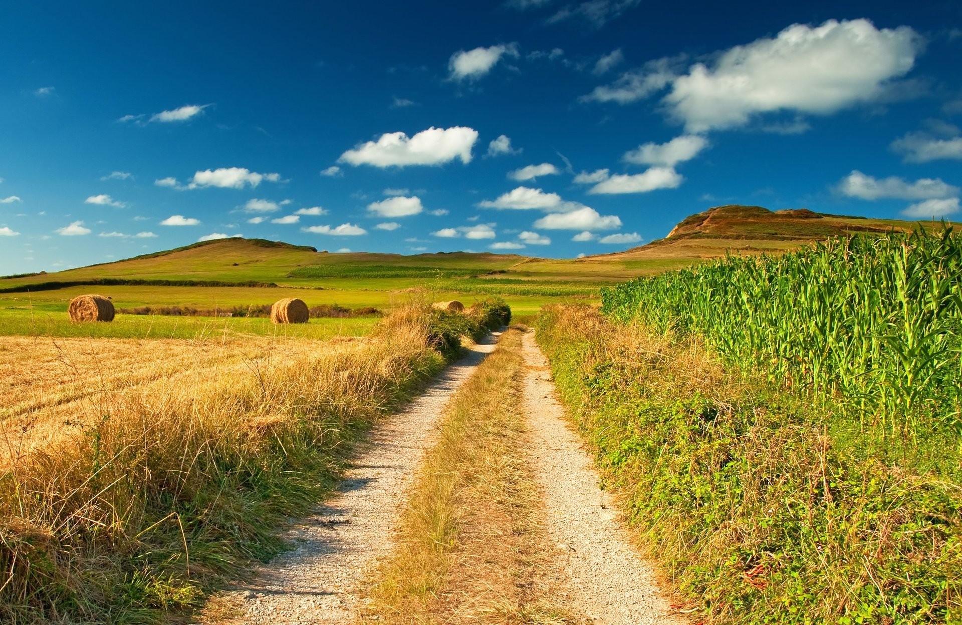 1920x1248 byroad field view scope landscape nature scenery blue sky picture scenic  country road the field stack