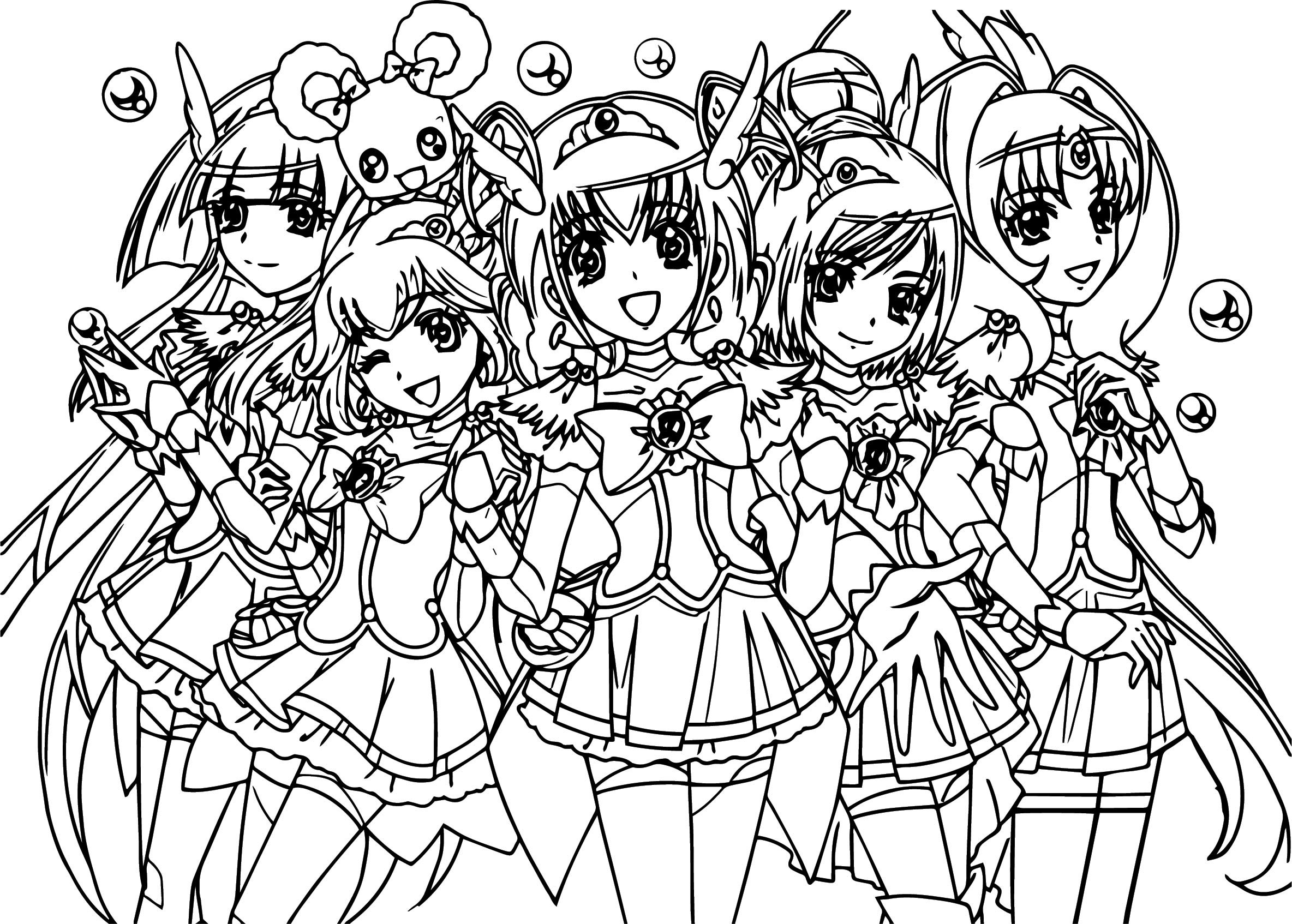 2368x1694 Smile Precure Glitter Force Team Coloring Page