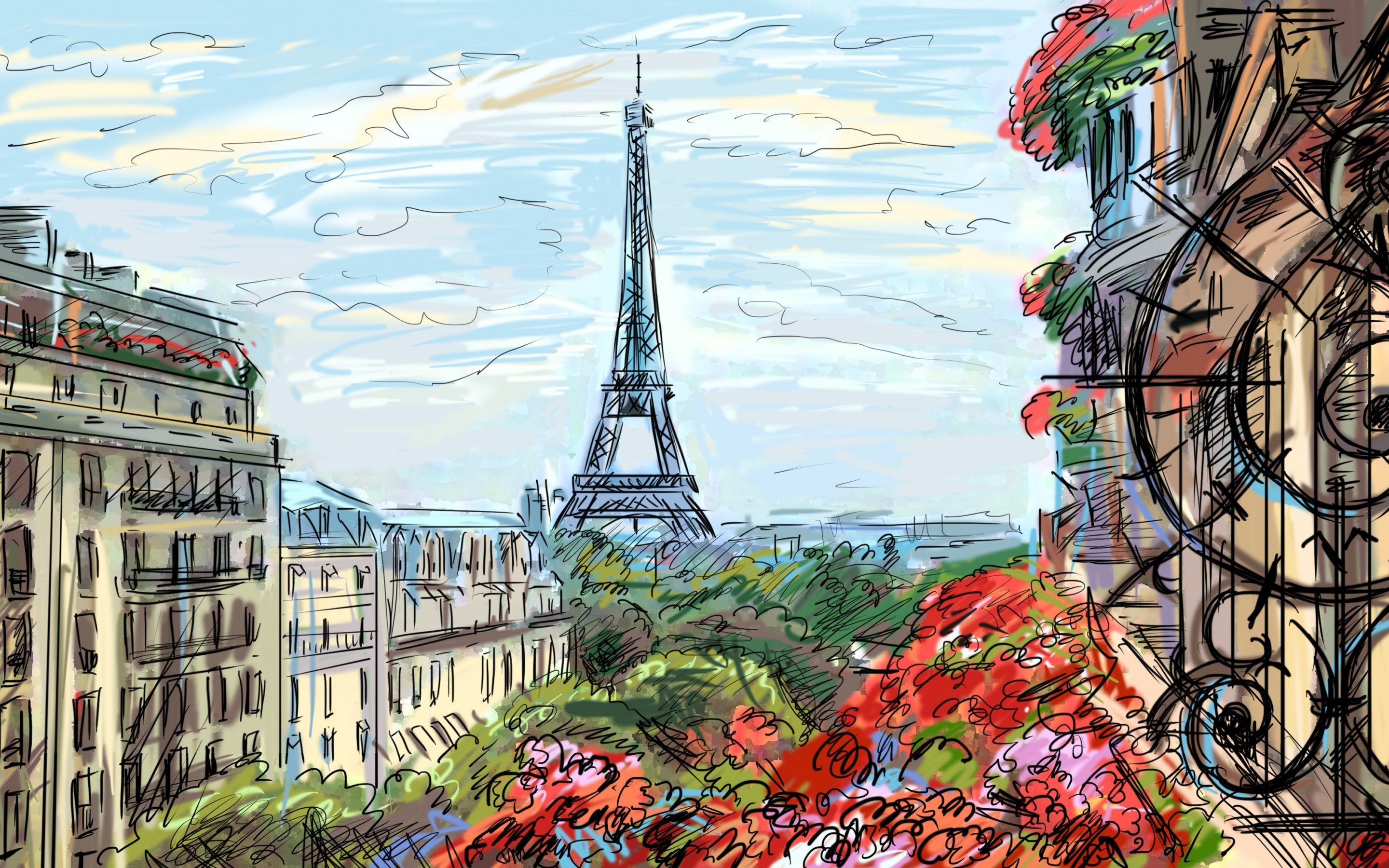 2880x1800 Menschengemacht - Paris Eiffelturm KÃ¼nstlerisch Wallpaper