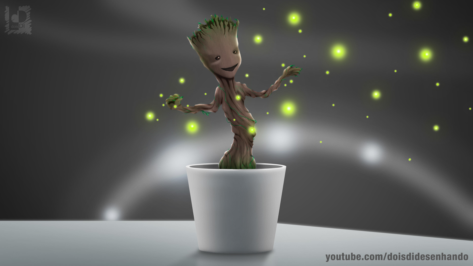 1920x1080 Widescreen Baby Groot, by Alli Mcmarquis