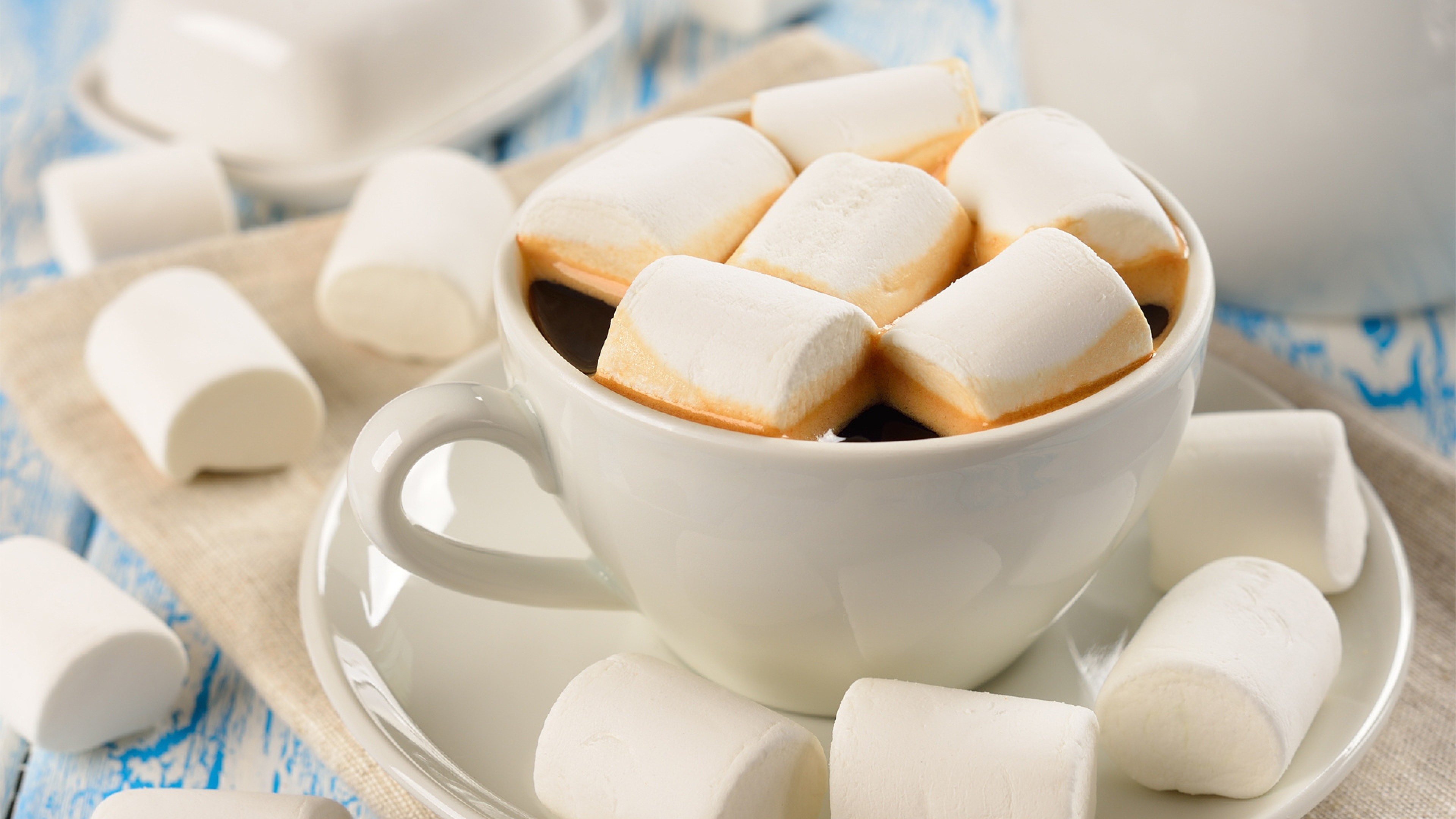 3840x2160 Preview wallpaper sweet, cup, marshmallow, mug, coffee 
