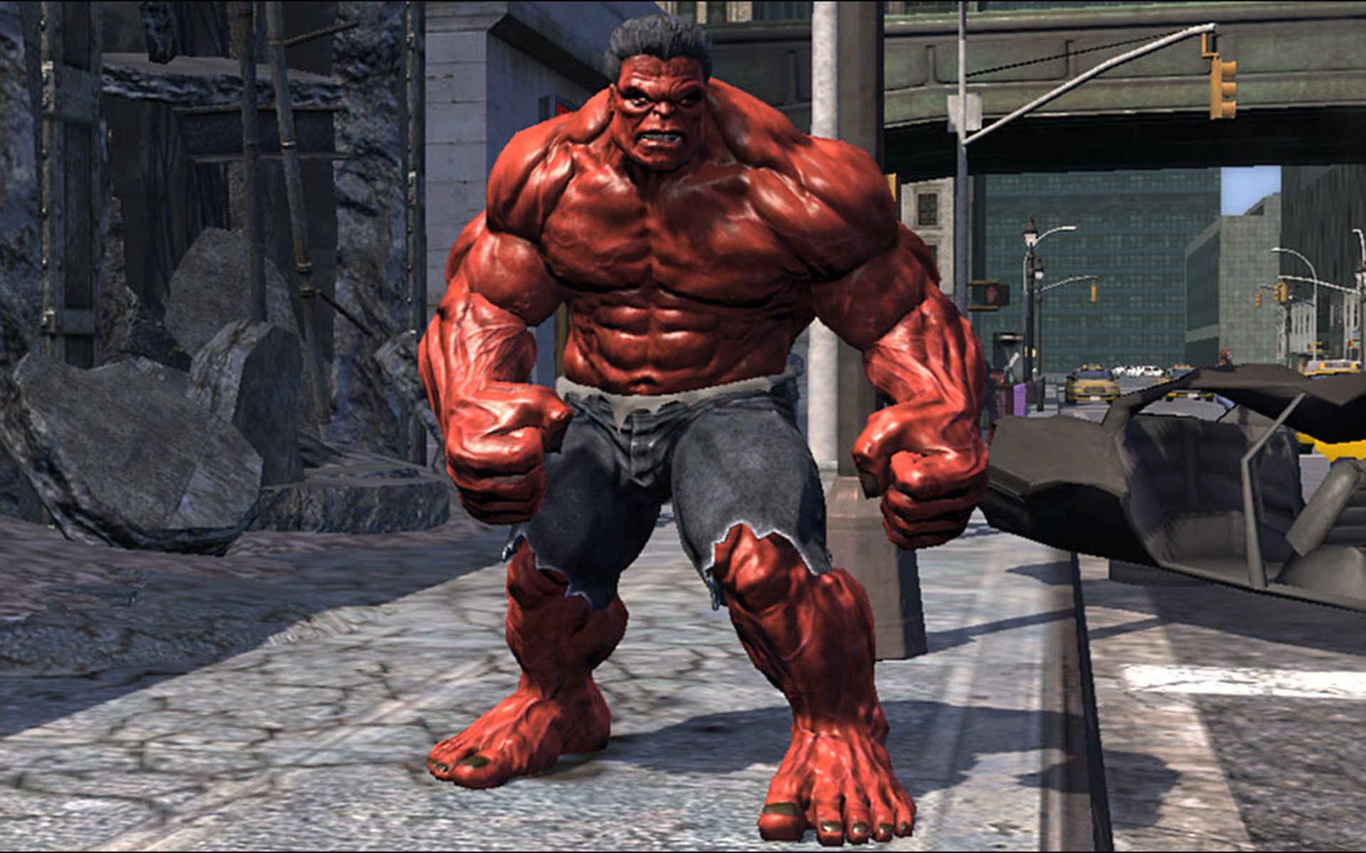 1920x1200 Red Hulk In The Streets Wallpaper