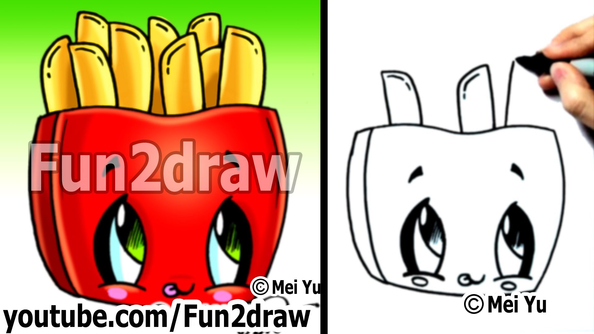1920x1080 Kawaii Tutorial - How to Draw Kawaii Food - Fries (Cute Easy Drawing) - Cute  Art - Fun2draw - YouTube