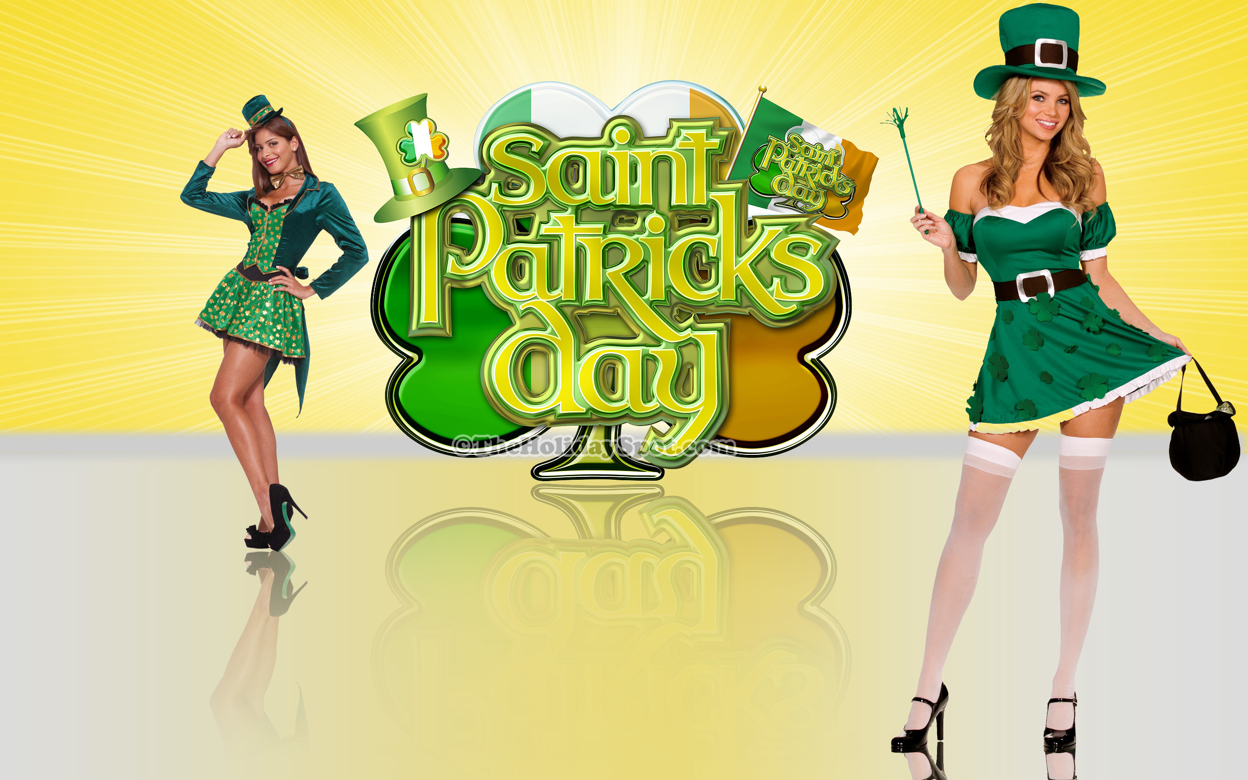 2560x1600 A high quality wallpaper featuring two girls in Patrick's Day costume.