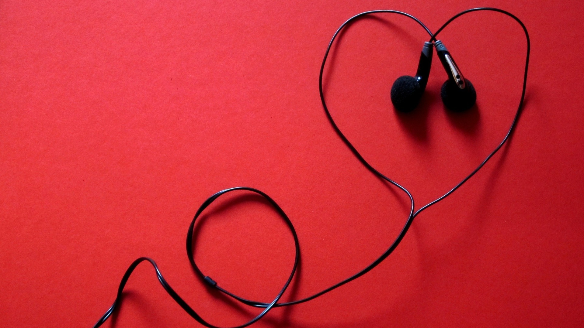 1920x1080 Black Headphones with Red Background