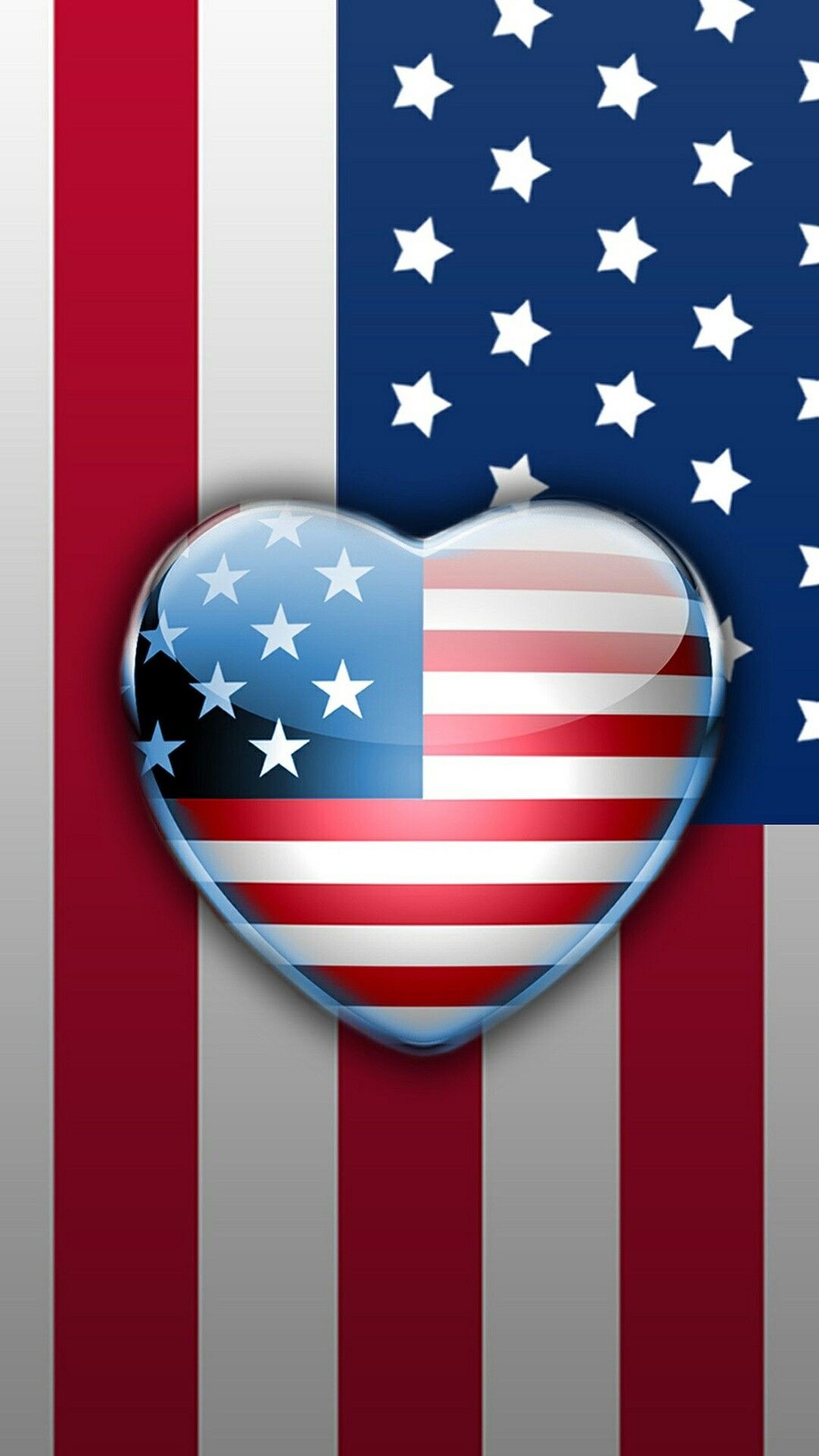 1080x1920 3D American Flag Heart Wallpaper