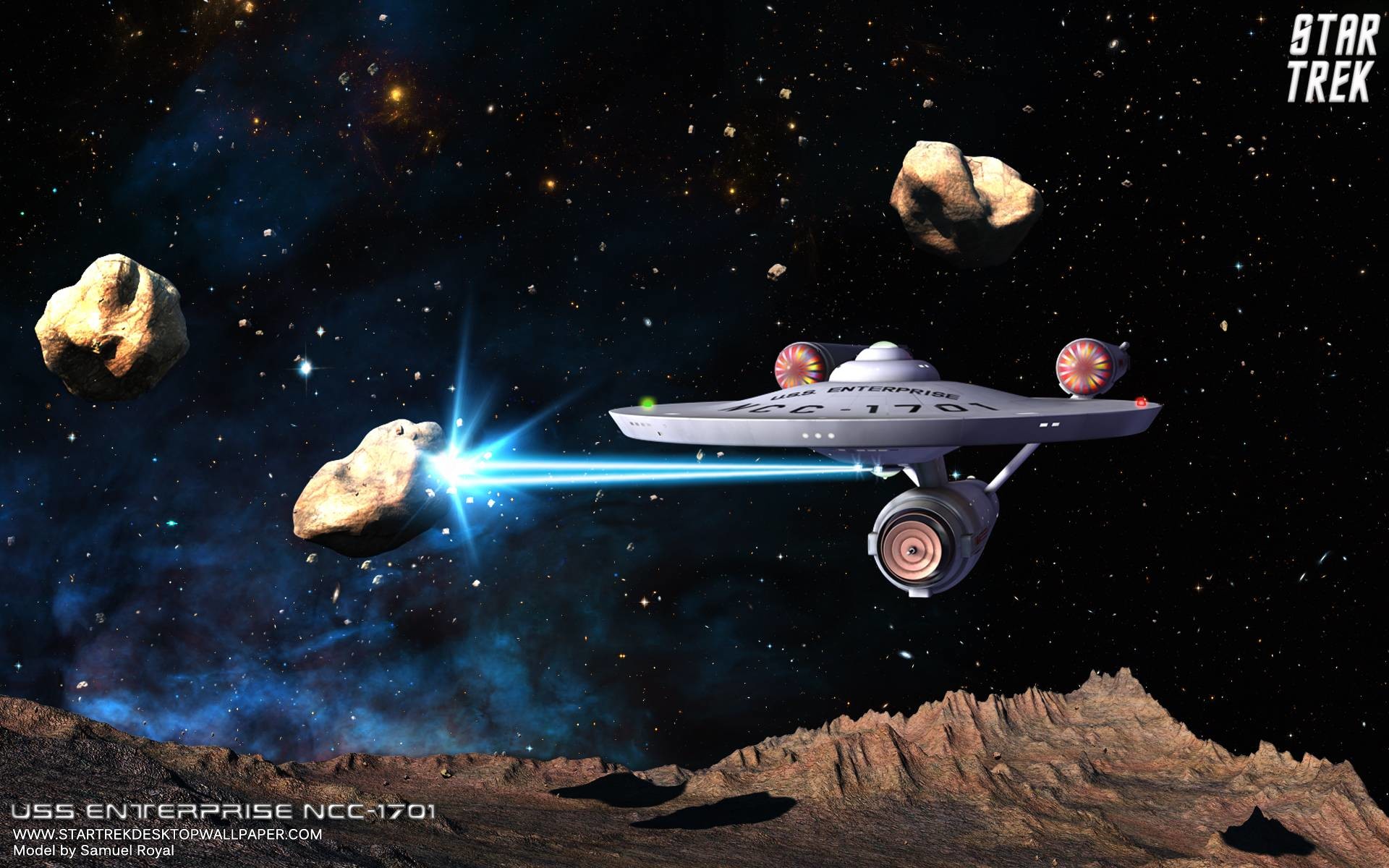 1920x1200 Star Trek Enterprise NCC1701 In Asteroid Field, free Star Trek .