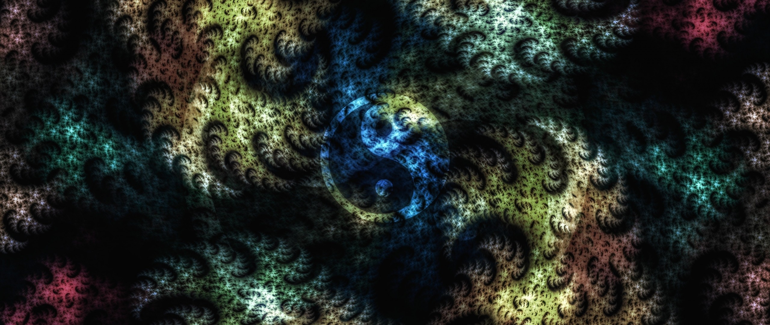 2560x1080  Wallpaper fractal, yin-yang, patterns, lines, spots