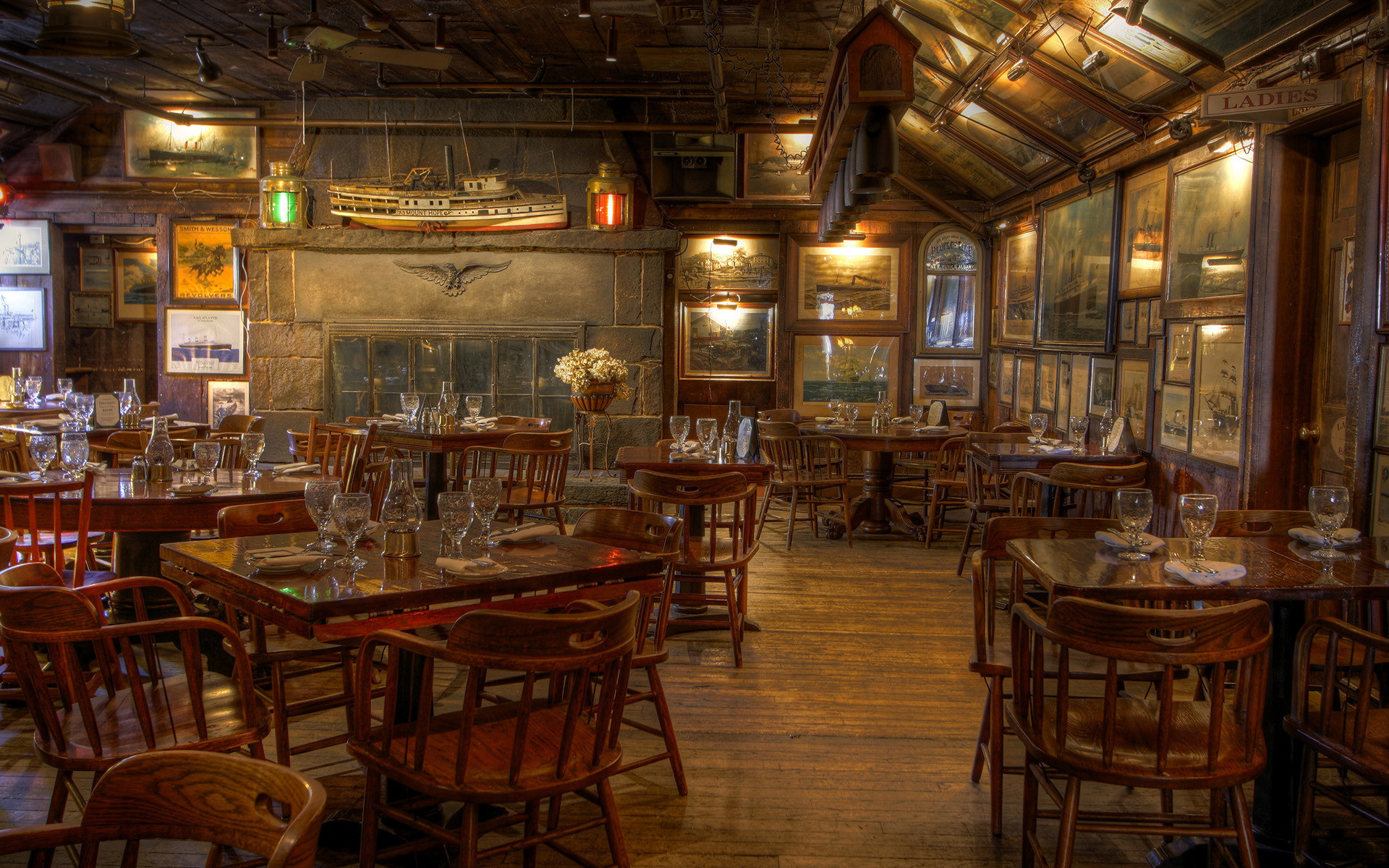 Tavern Wallpaper With Rustic Furniture