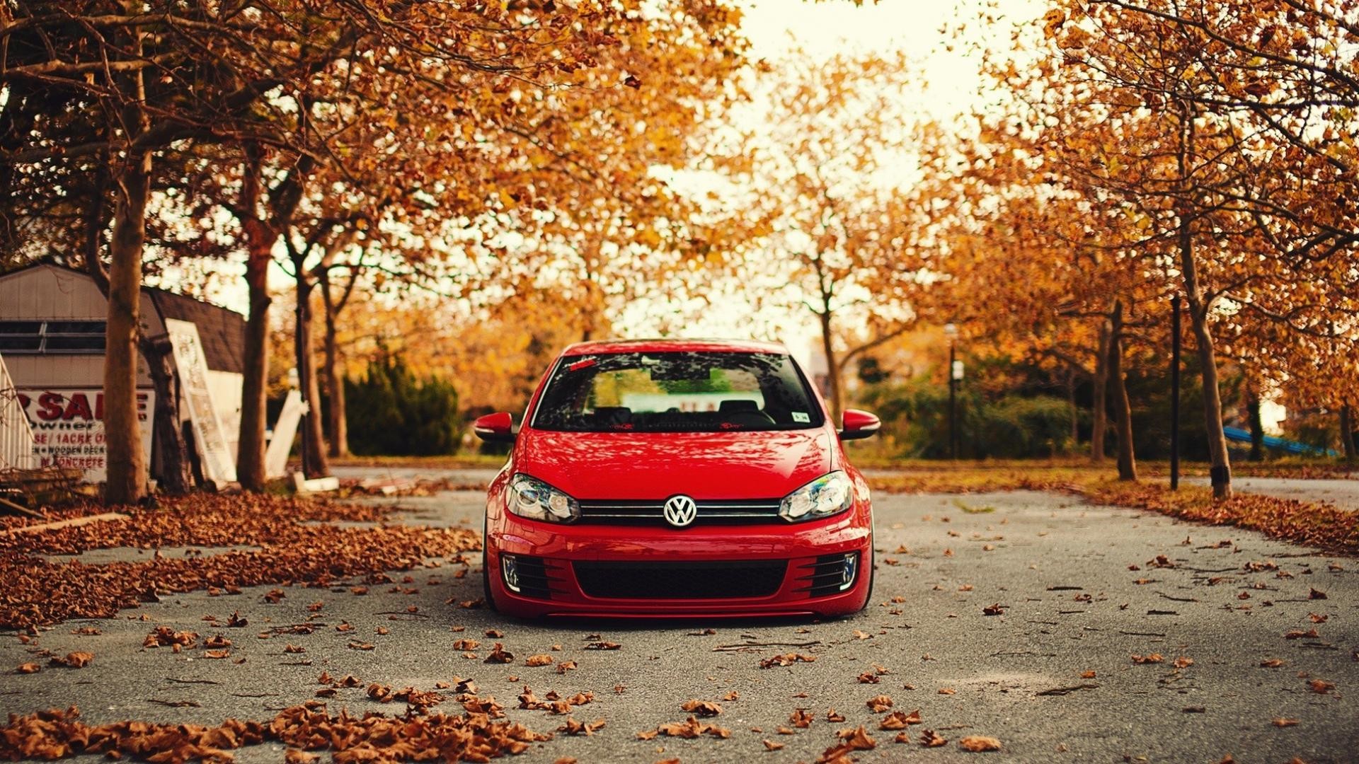 1920x1080 Nature trees cars leaves volkswagen golf r wallpaper | (41233)