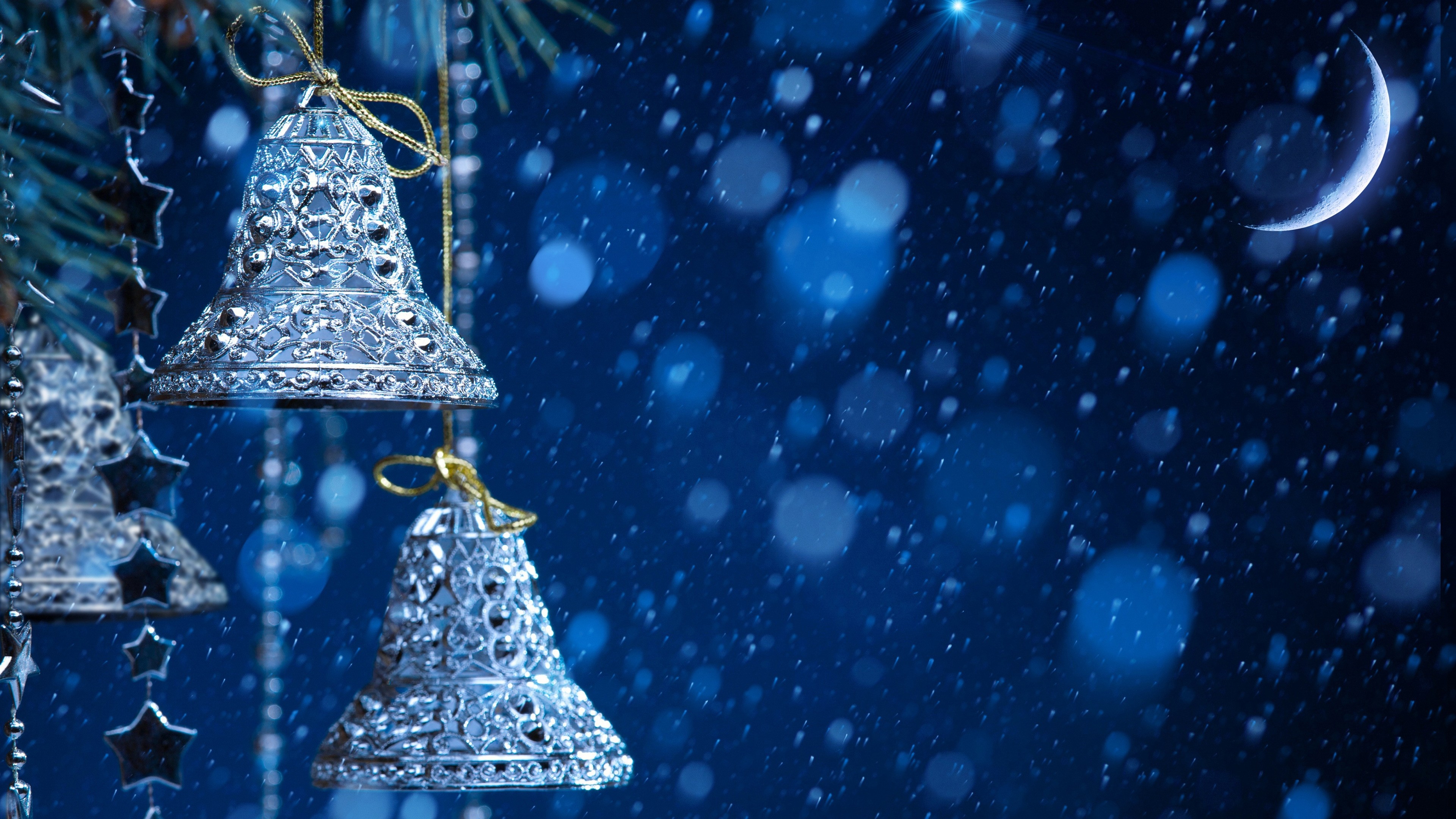 3840x2160 Blue And Silver Christmas Backgrounds – Happy Holidays!