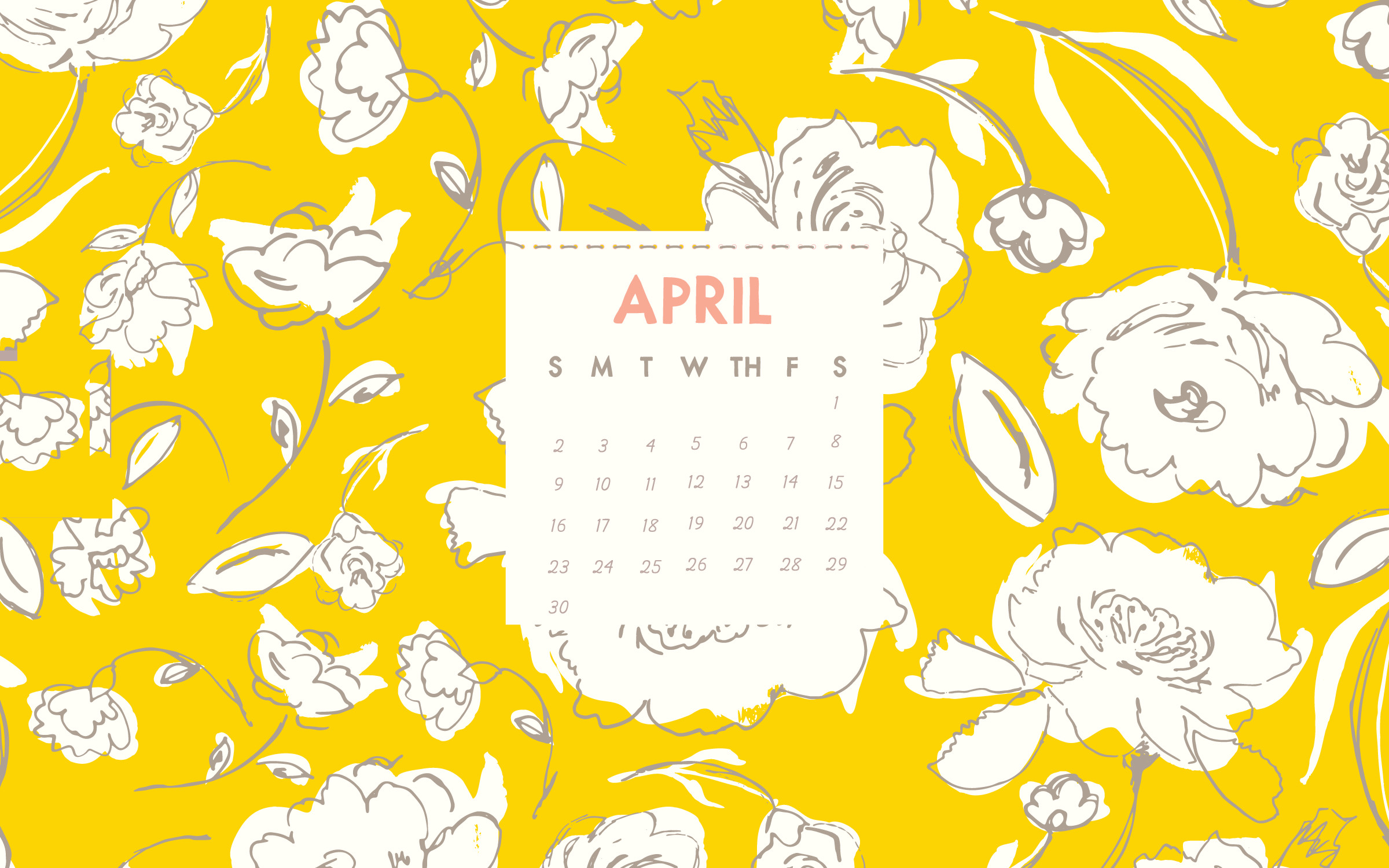 2400x1500 April 2018 HD Desktop Calendar April 2018 Desktop Background Calendar