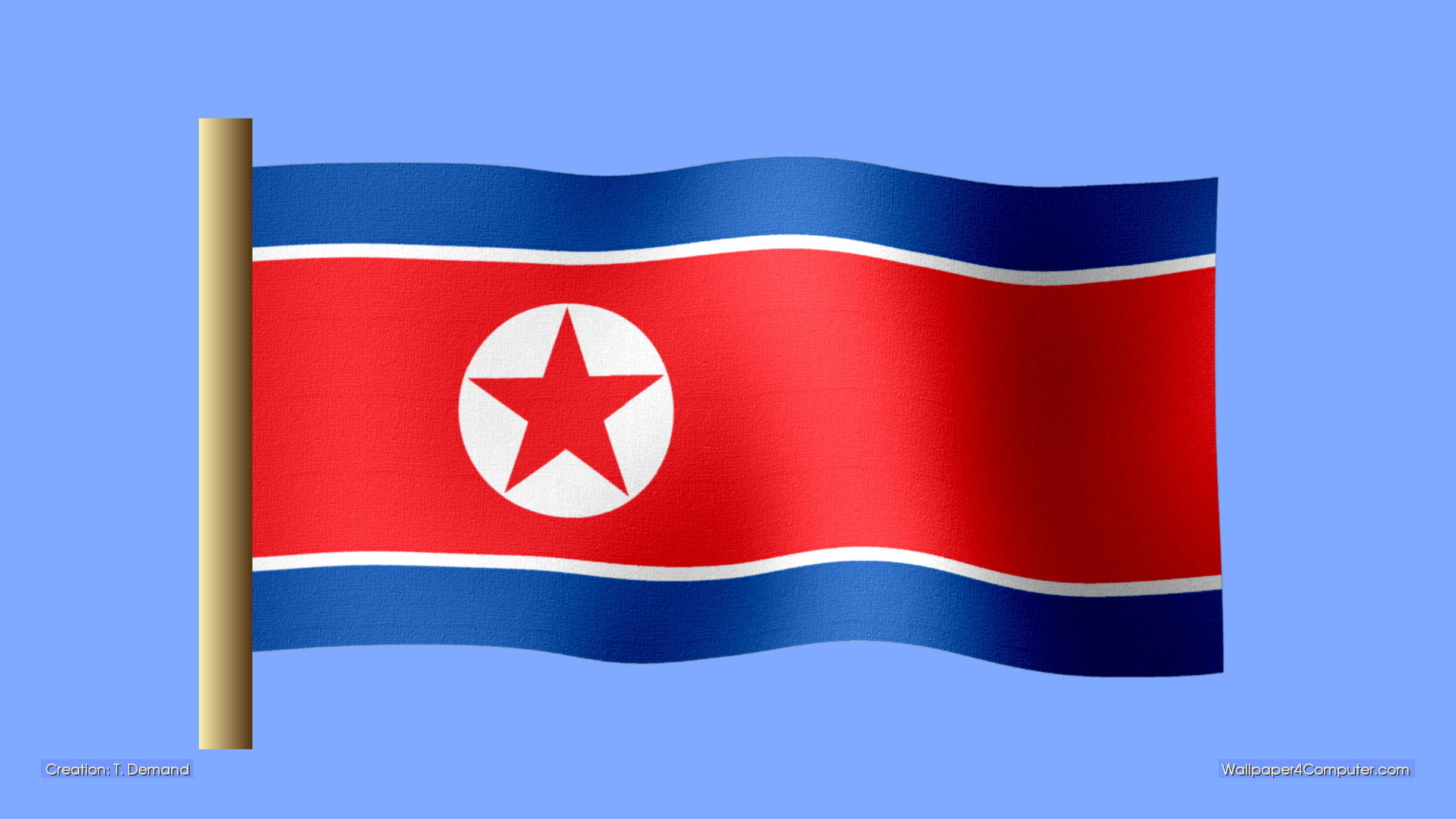 1920x1080 Wallpaper for Computer - North Korean flag desktop wallpaper - 1920 x 1080  pixels