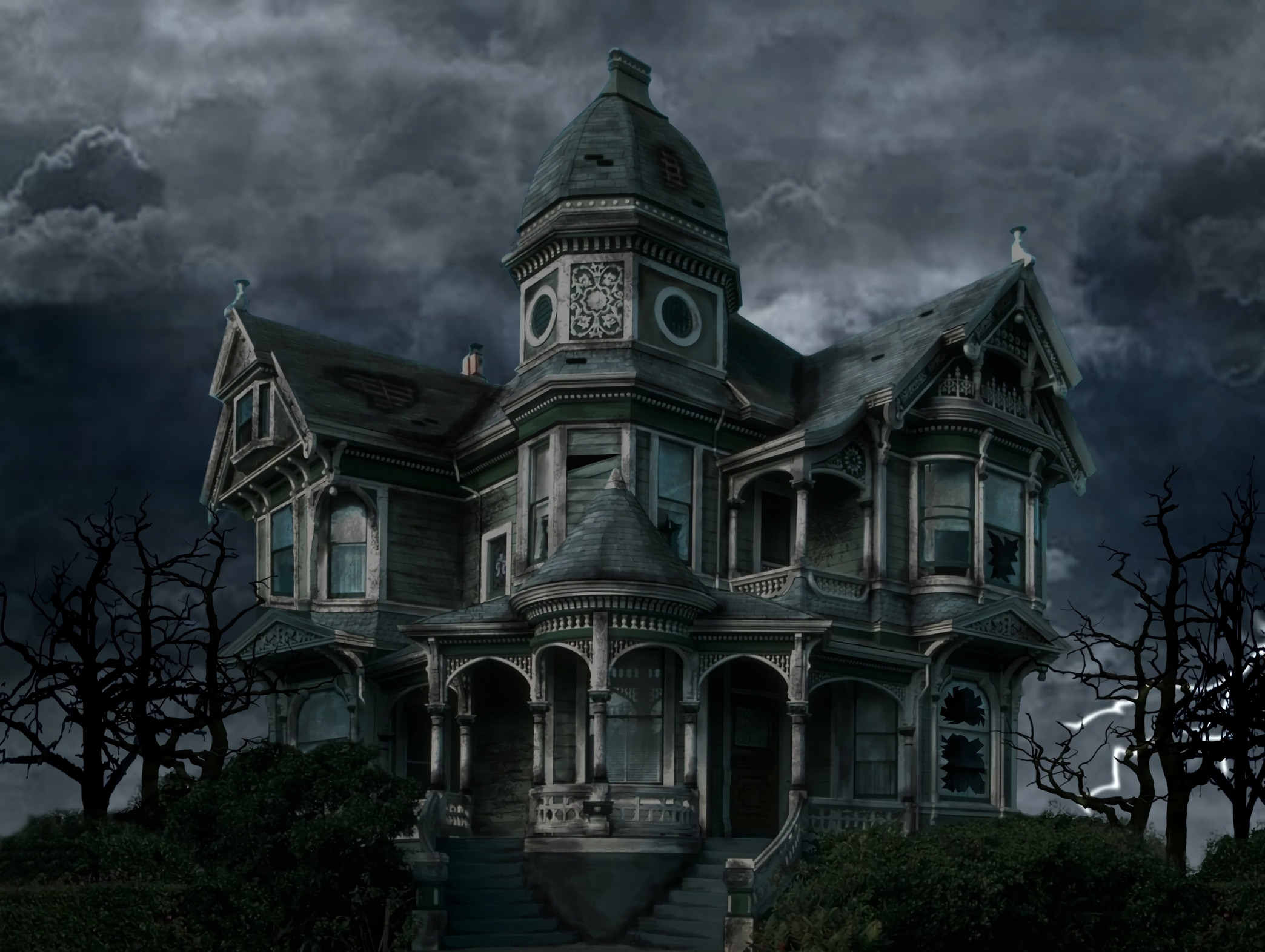 2088x1572 Dark - House Victorian Dark Cloud Holiday Halloween Haunted House Old Night  Wallpaper