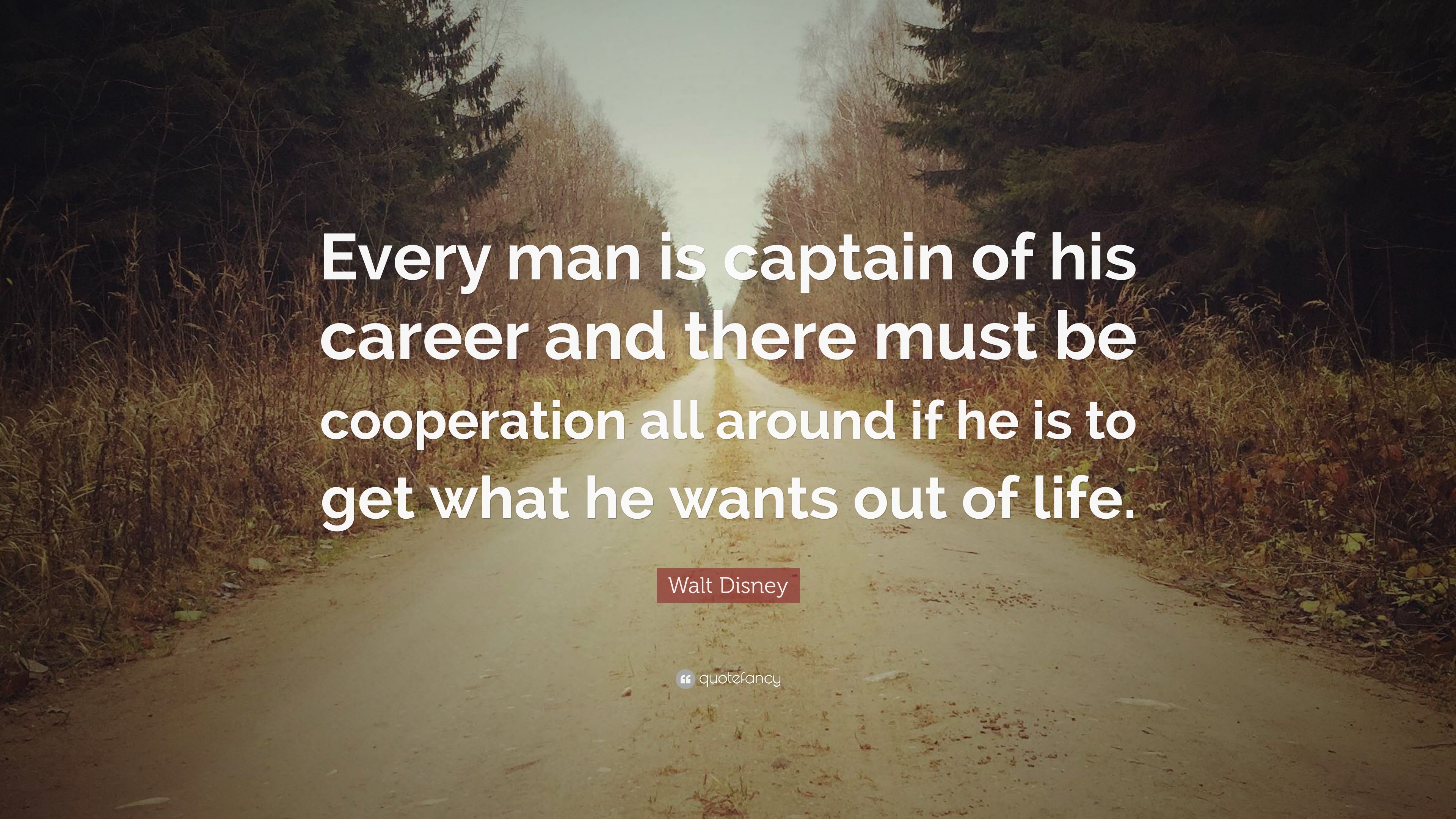 3840x2160 Walt Disney Quote: “Every man is captain of his career and there must be