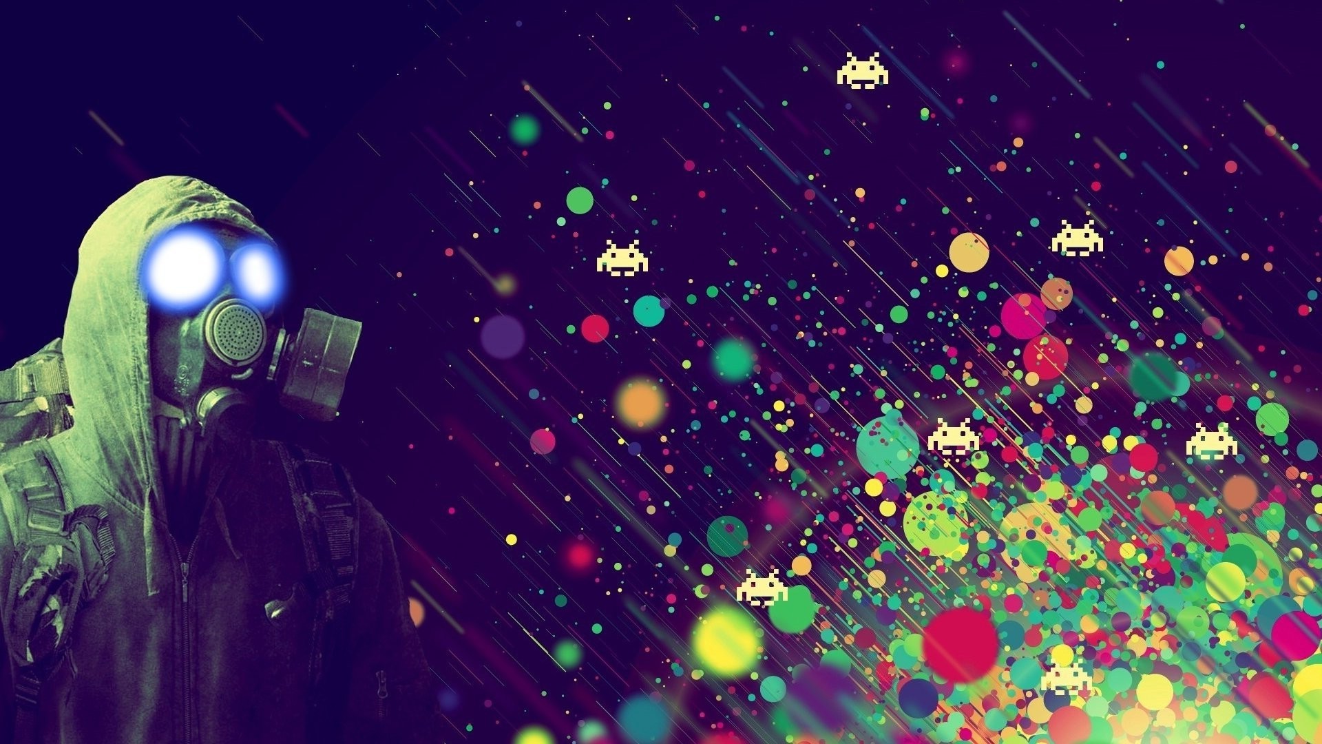 1920x1080 artwork, Humor, Video Games, Space Invaders, Gas Masks Wallpapers HD /  Desktop and Mobile Backgrounds