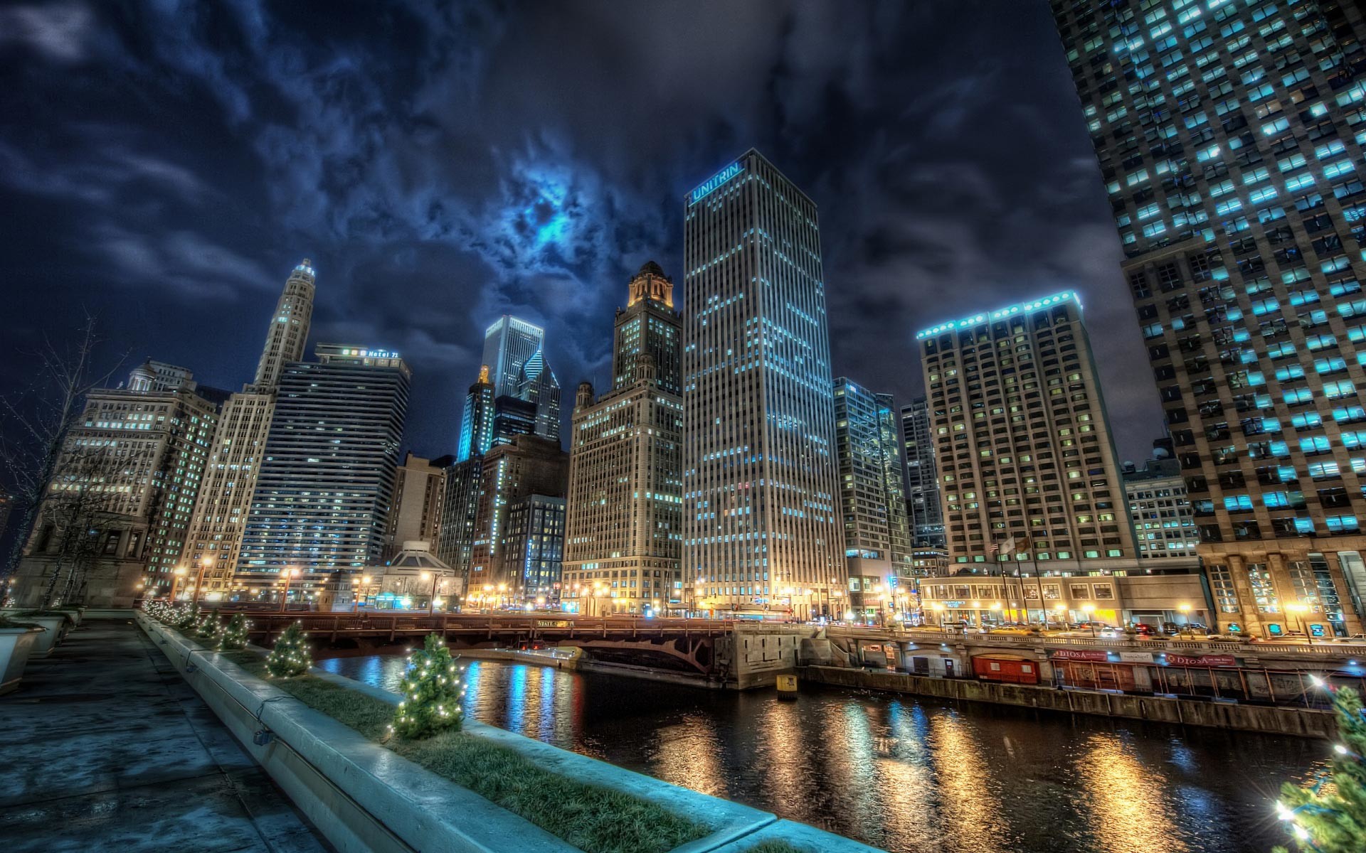 1920x1200 Chicago at Night Winter