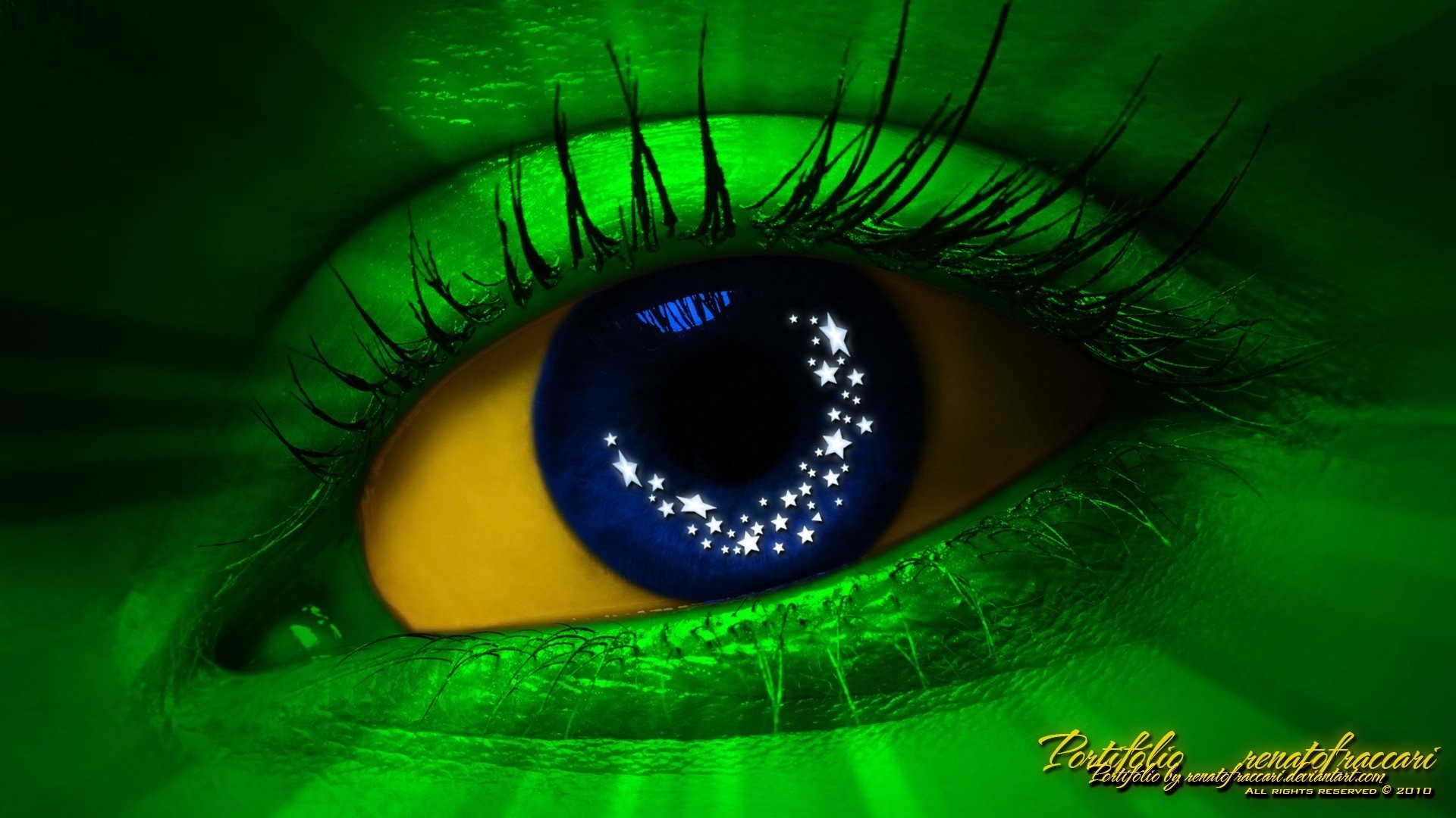 1920x1080 Green blue eyes yellow blue eyes Brazil digital art wallpaper |  |  238768 | WallpaperUP