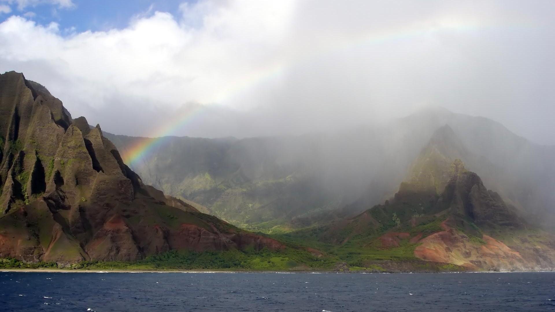 1920x1080 Rainbow at Na Pali Coast, Hawaii wallpaper #1148
