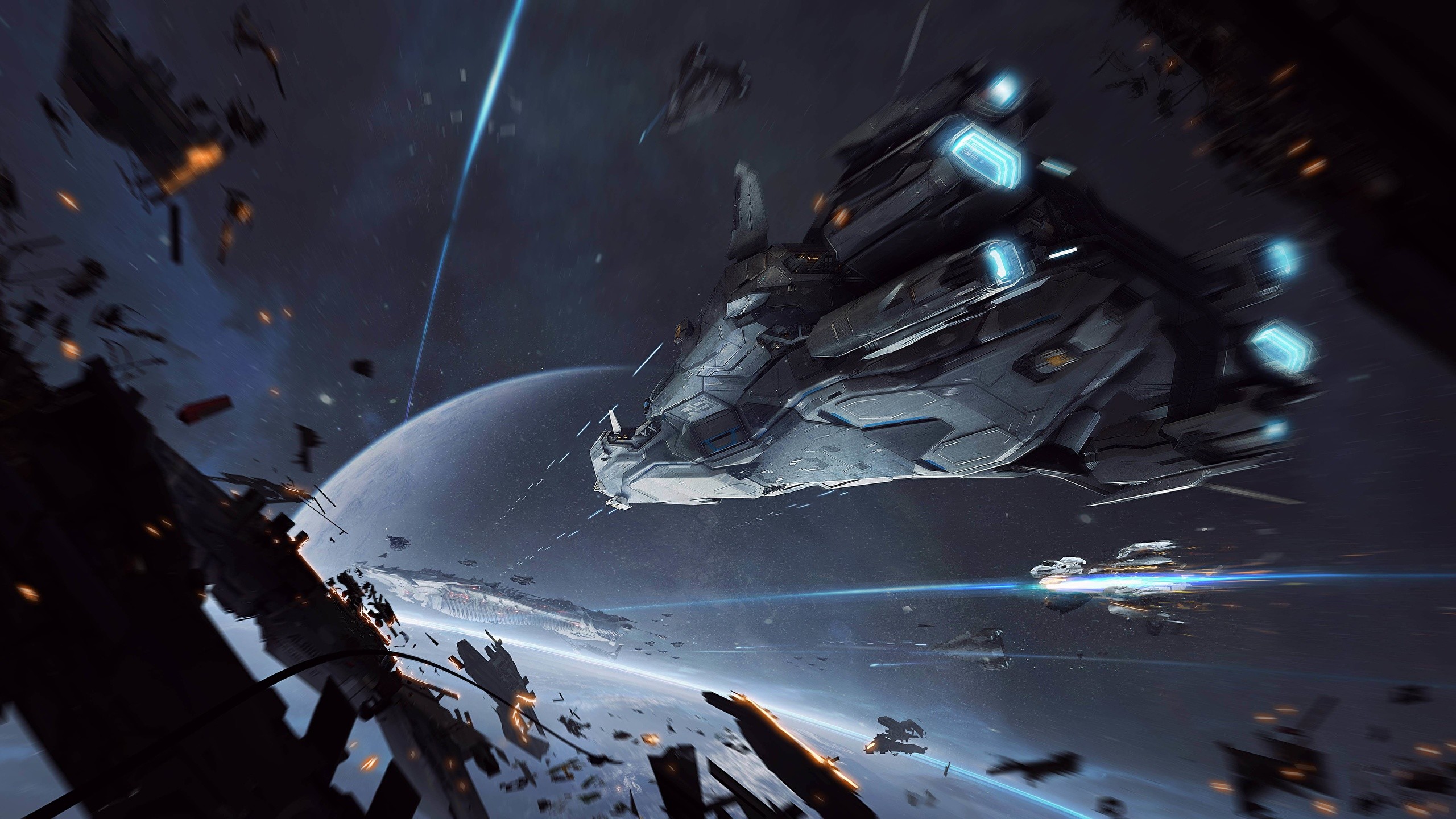 2560x1440 Photo Star Citizen Space Fantasy Games Ships Battles 