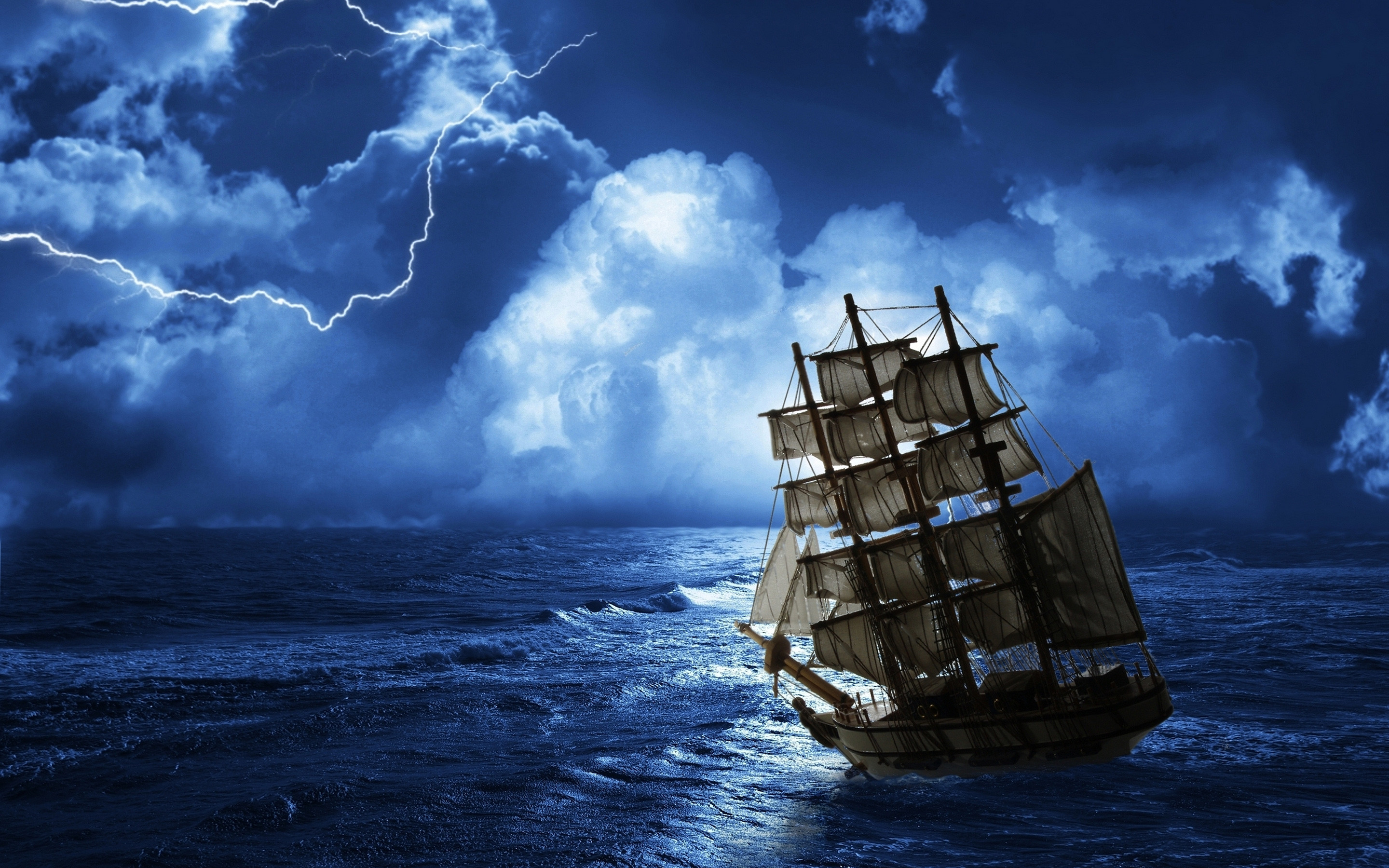 2880x1800 a ship at sea | Ghost ship row sea Wallpapers Pictures Photos Images