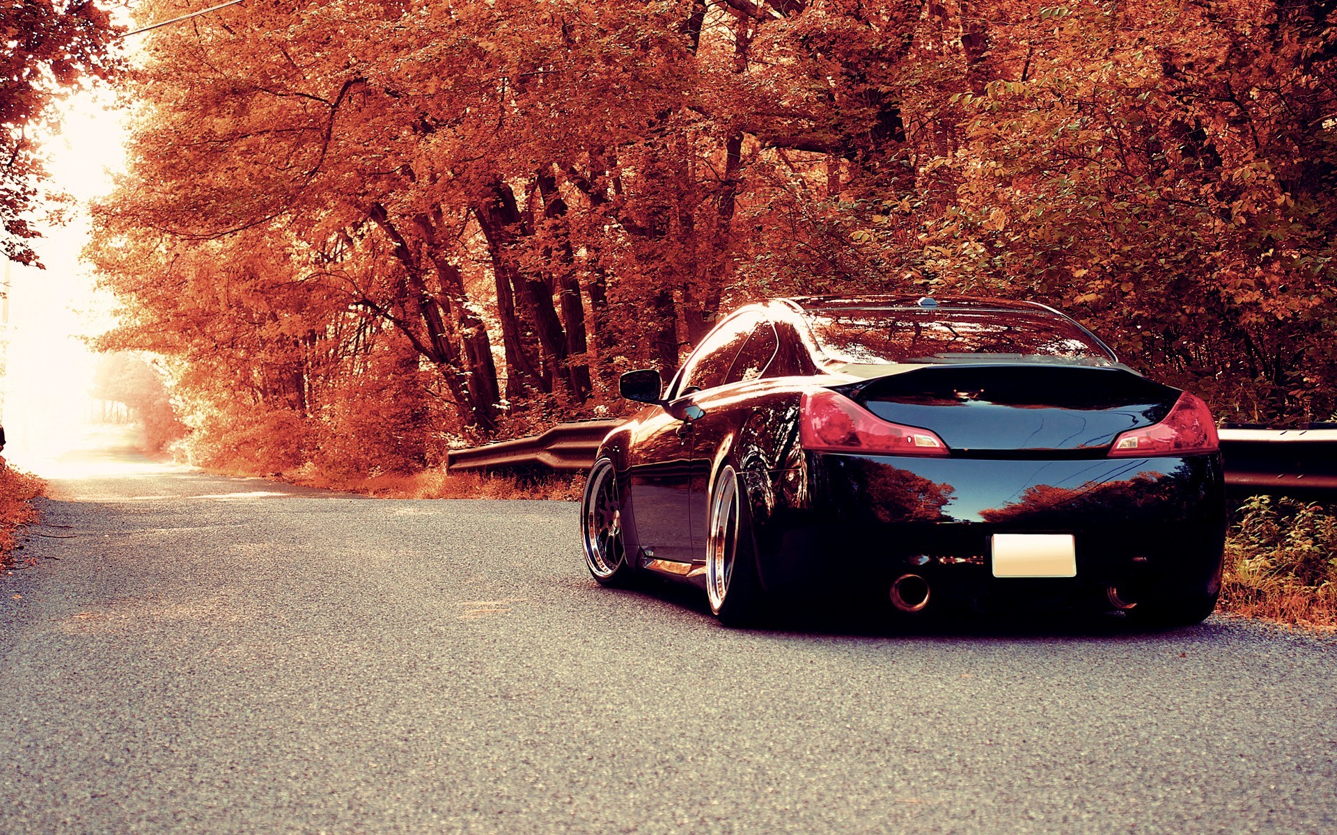1920x1200 Autumn Cars Forests Infiniti G37 Landscapes Roads Trees Vehicles