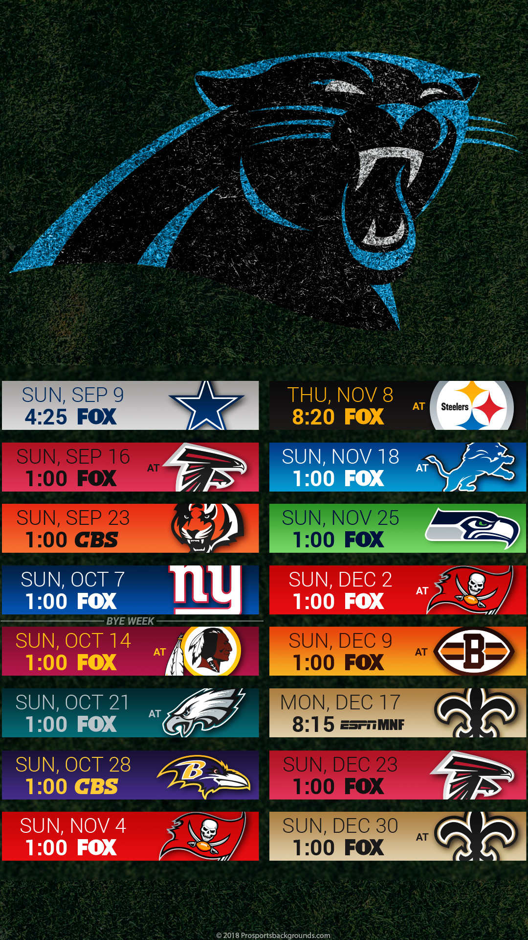 1080x1920 Carolina Panthers 2018 nfl schedule turf logo wallpaper free for iphone  andriod galaxy and windows phones