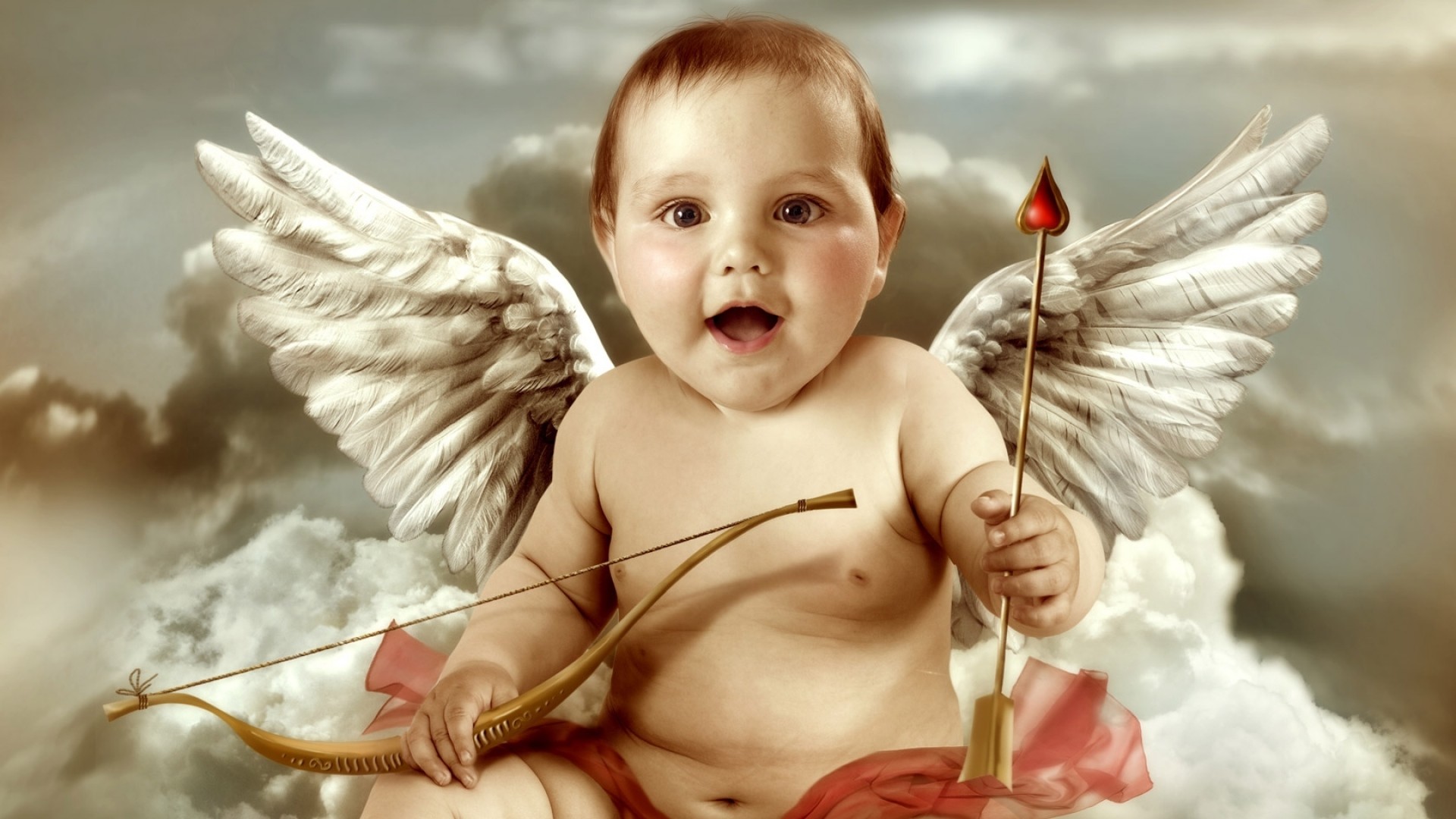 1920x1080 Preview wallpaper angel, arrow, baby 