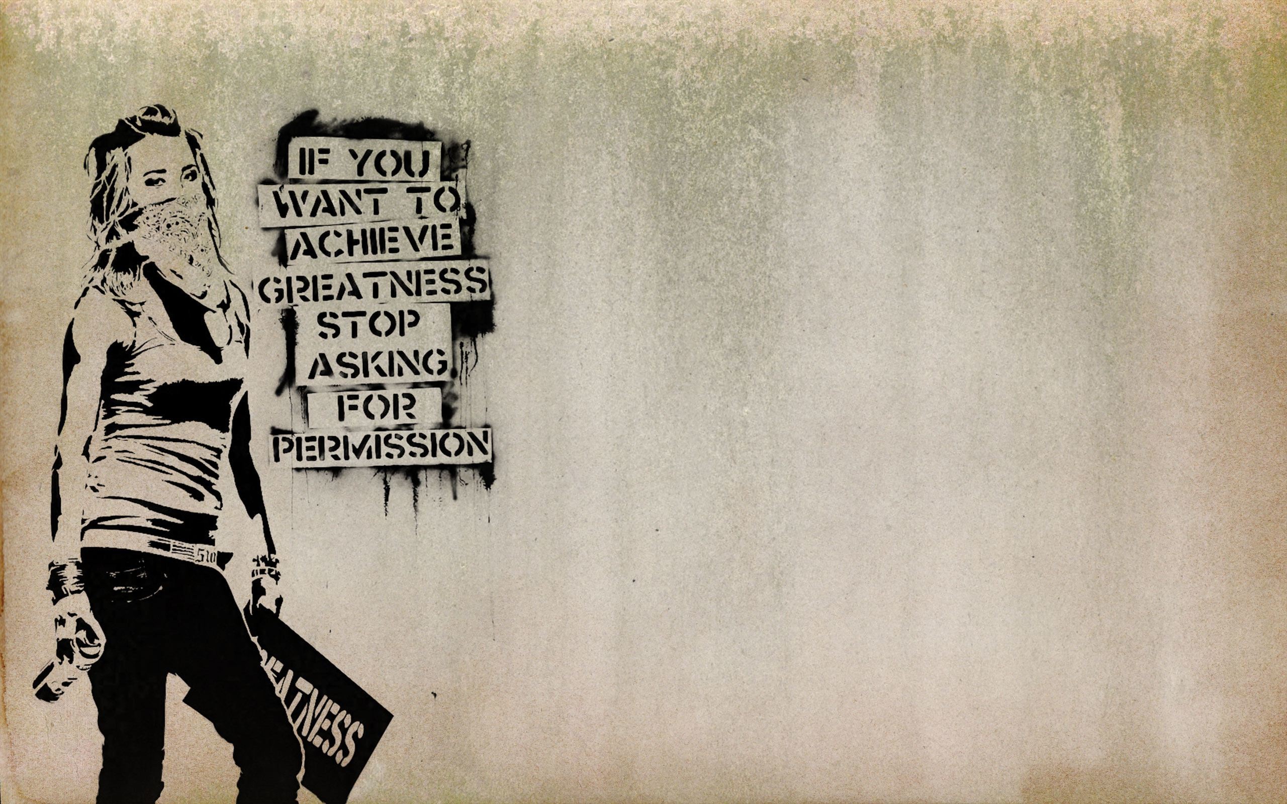 2560x1600 This Banksy-style wallpaper is perfect for artists and other creative types.