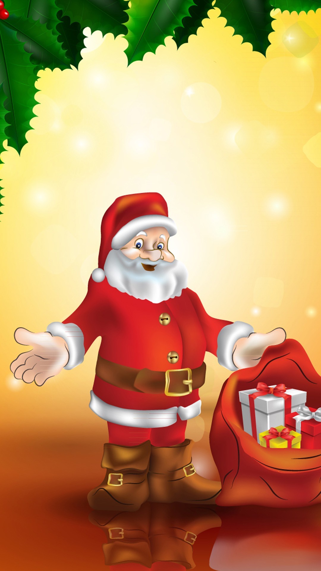 1080x1920 cute Christmas 2015 Santa under the tree iPhone 6 plus wallpaper . ...