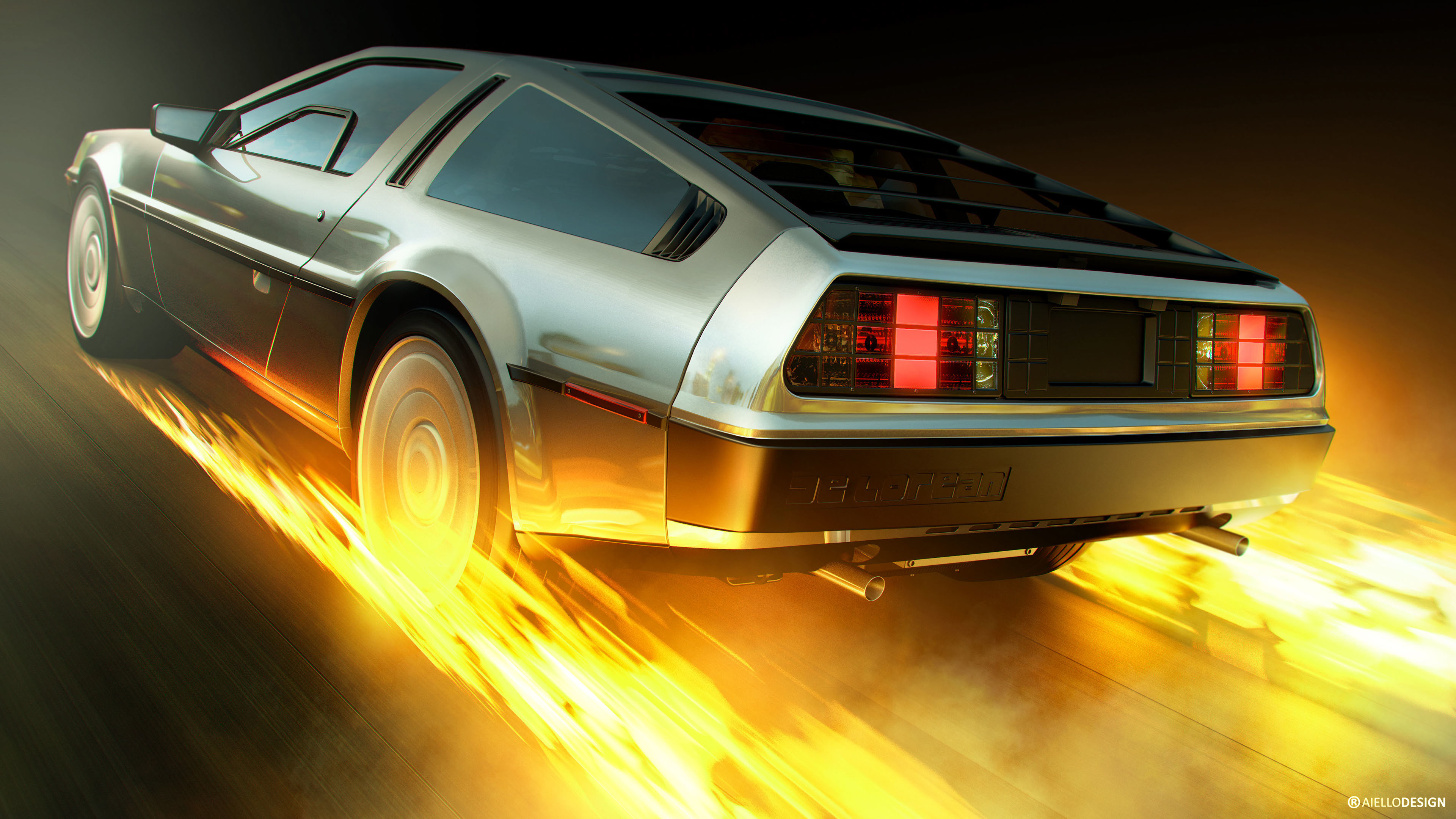 3840x2160 Back to the Future DeLorean 4K