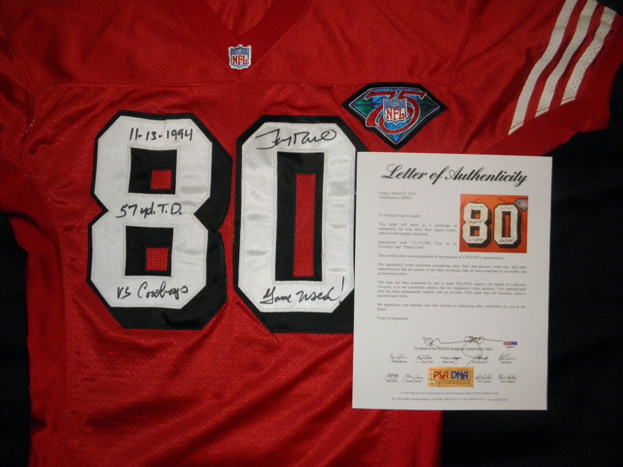 2048x1536 Lot Detail - 1994 Jerry Rice Signed and Inscribed Game Used 49ers Jersey  Super Bowl Champs MEARS A-10