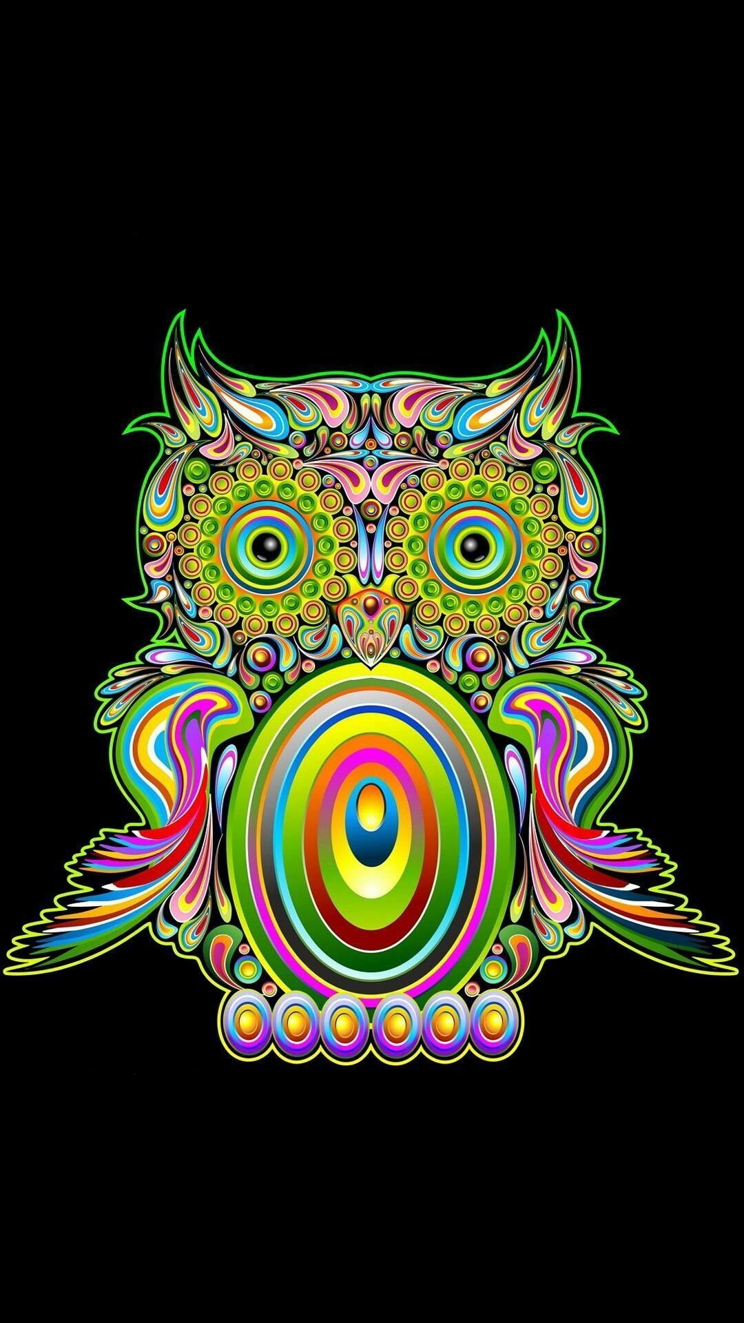 1080x1920 Neon Colors Cute Owl Phone Backgrounds Ios Wallpaper Animals Wildlife