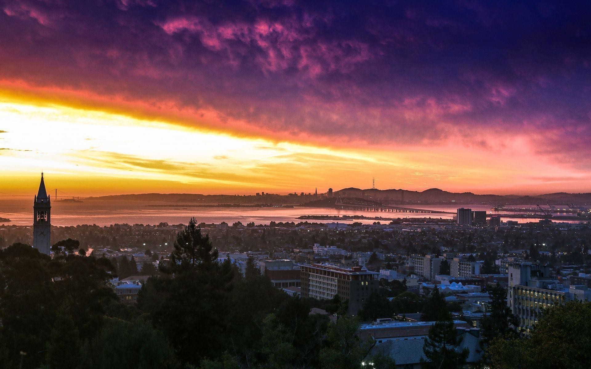 1920x1200  UC Berkeley sunset, California wallpaper #