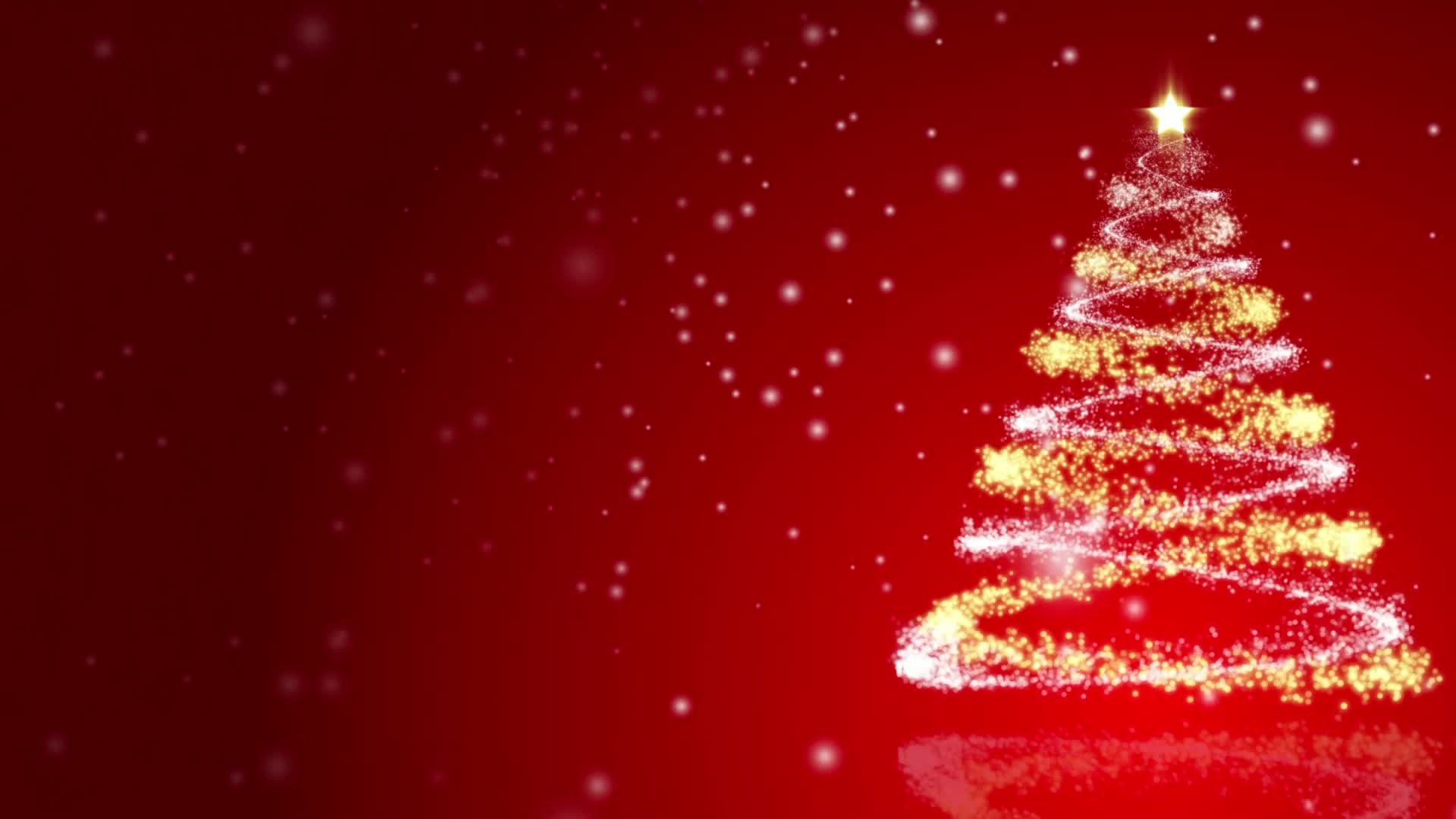 1920x1080 Christmas Tree on Red Background Loop